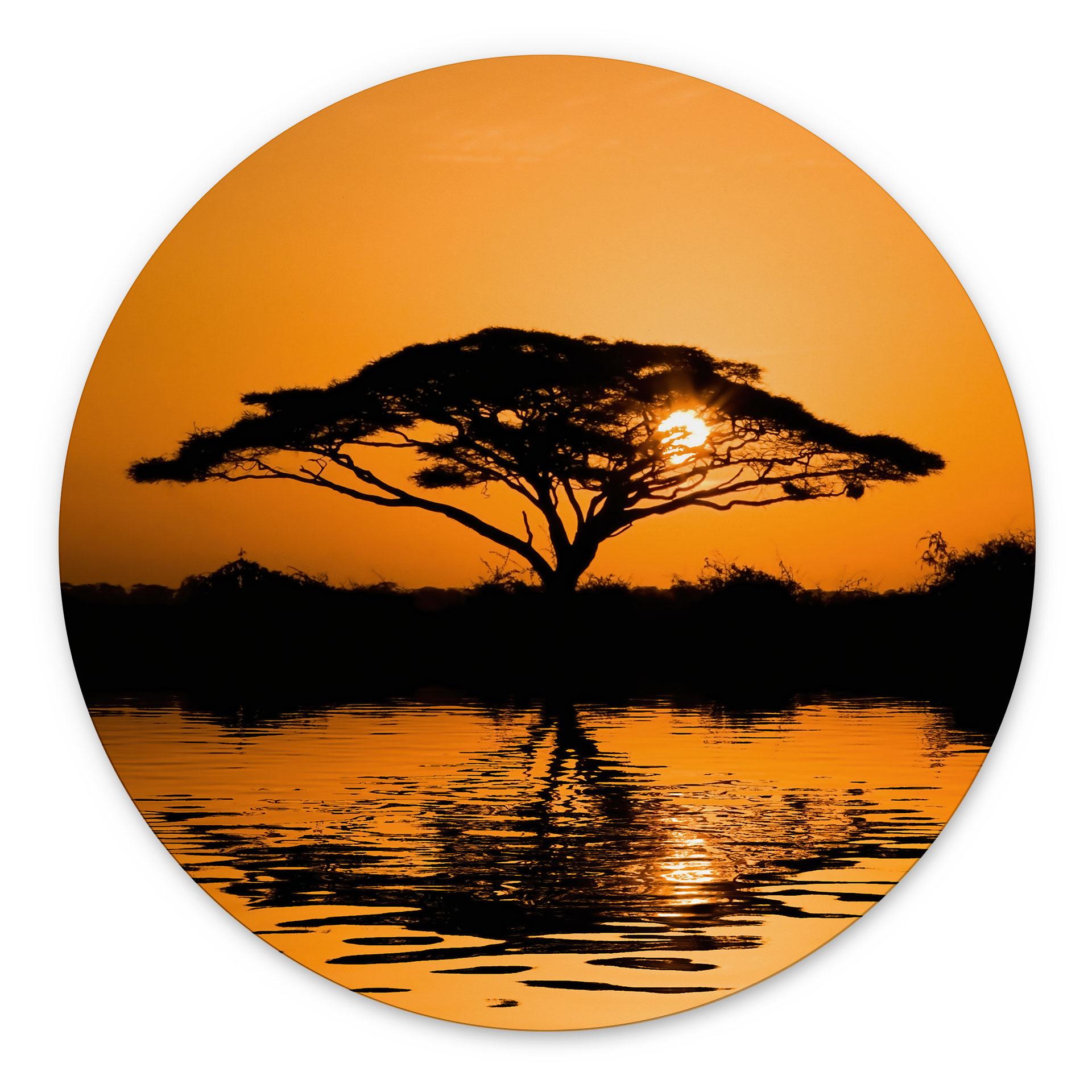 Tableaux Afrique | Paysage romantique pour le salon - Alu-Dibond Rond