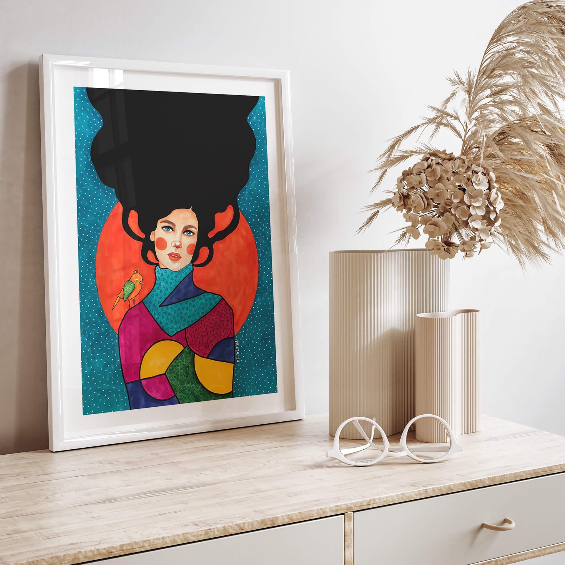 Plakat Woman in front of red moon - Hülya