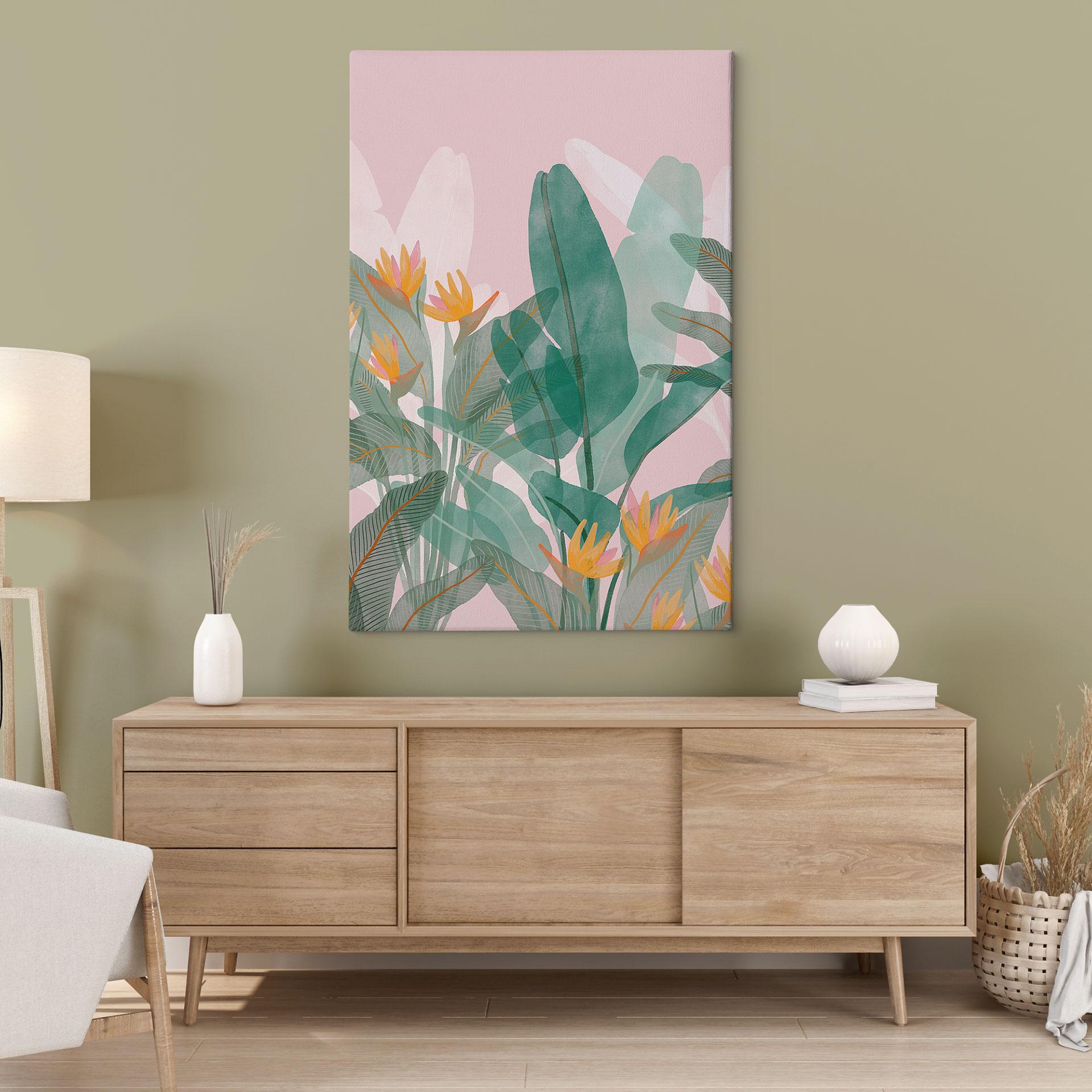 Canvas schilderij Botanische illustratie in groen en roze - Goed Blauw