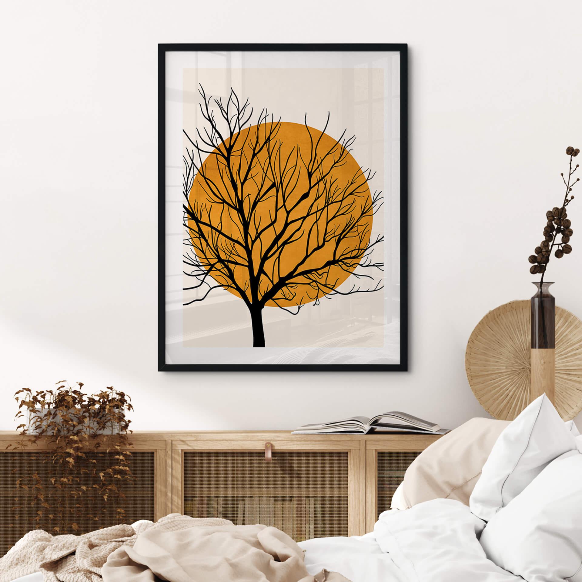 Plakat Kubistika - Golden Sun behind a Tree