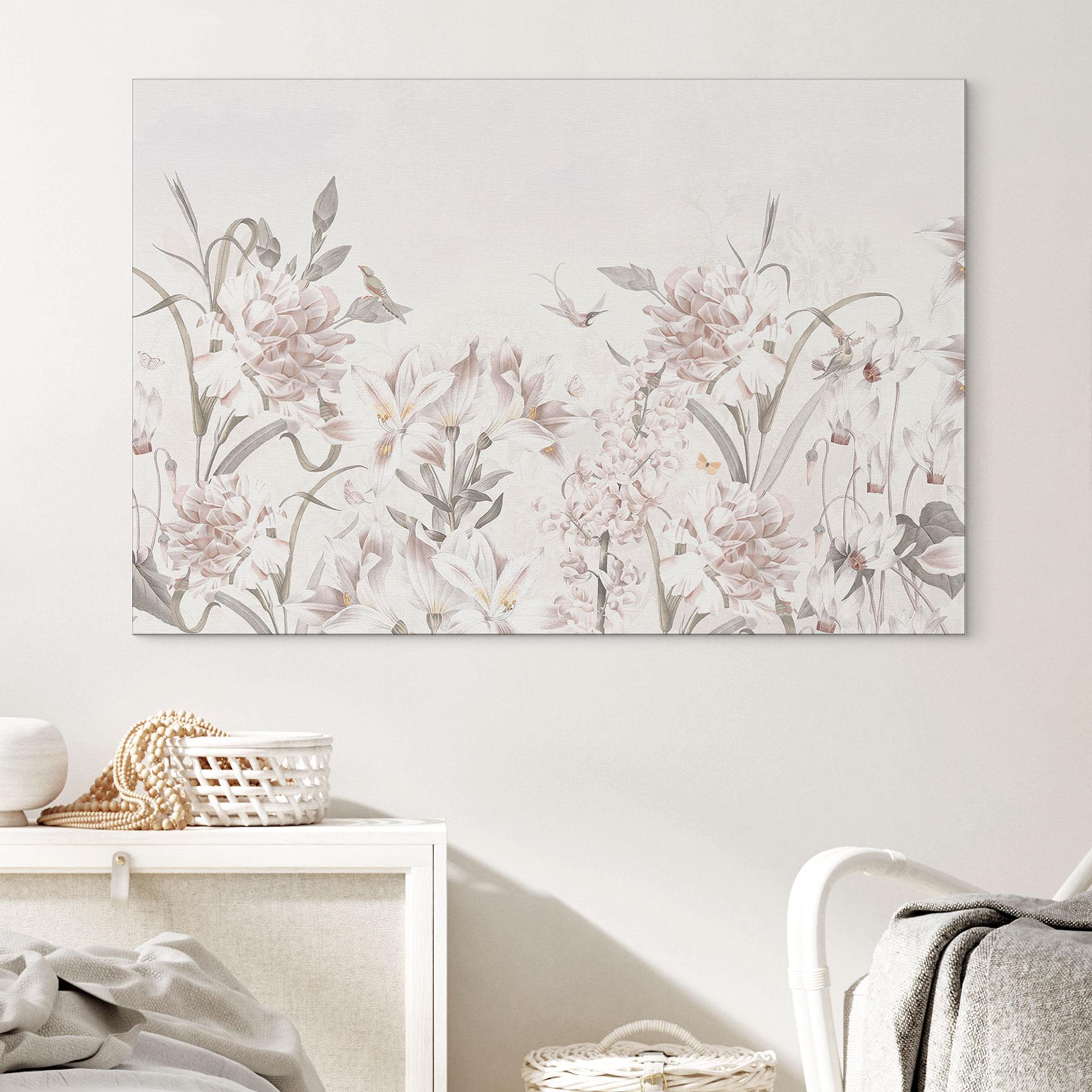 Billede af blomstereng i lyserød - Bloomery Decor – print på aluminium (Alu-Dibond)