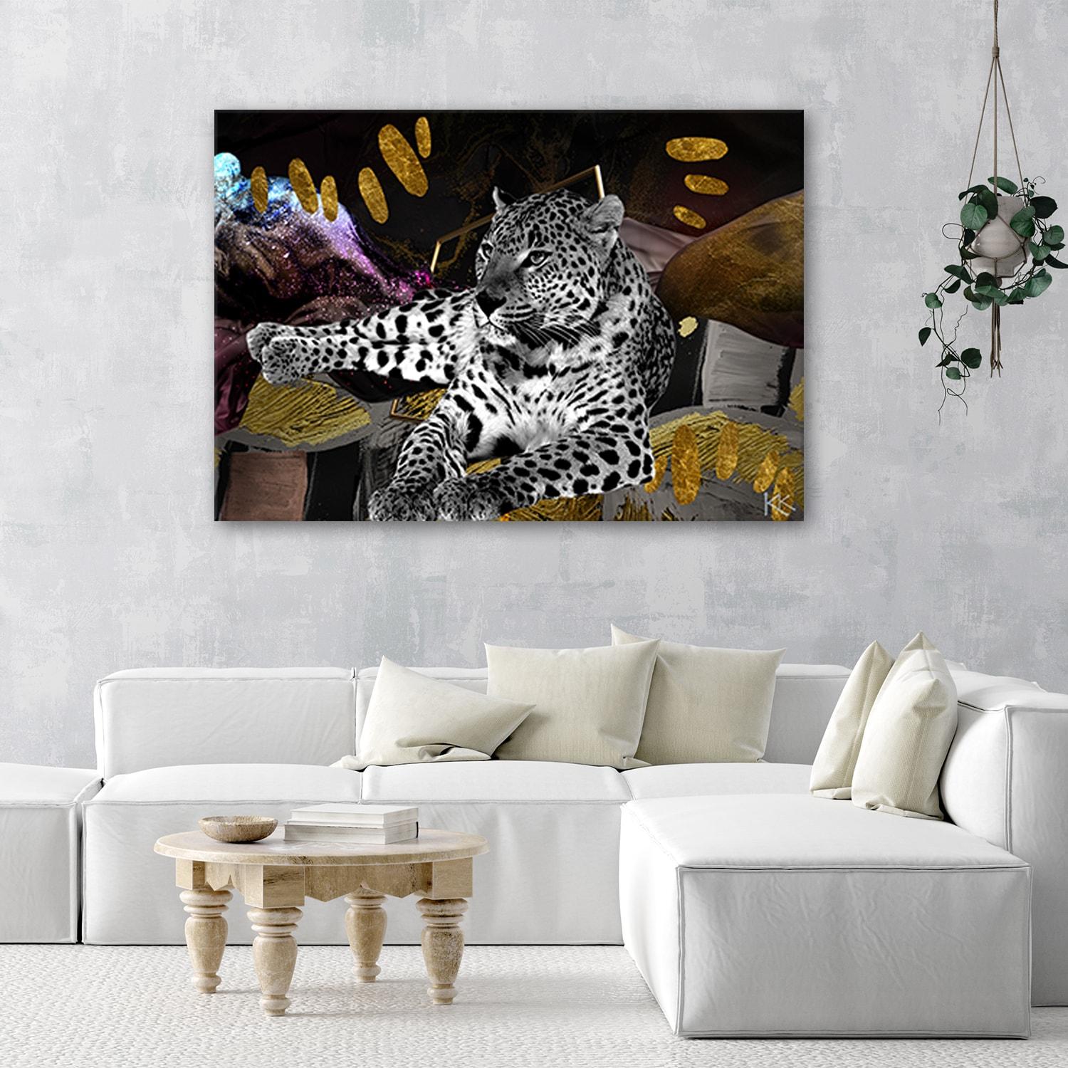 Canvasbillede, Lampart farvet abstrakt