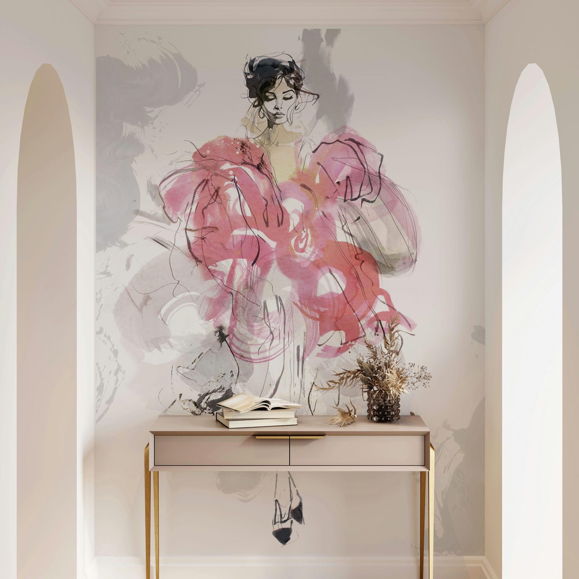 Fotobehang vrouw, art crush designer in kleur 2,70 x 1,98m - Papis Loveday