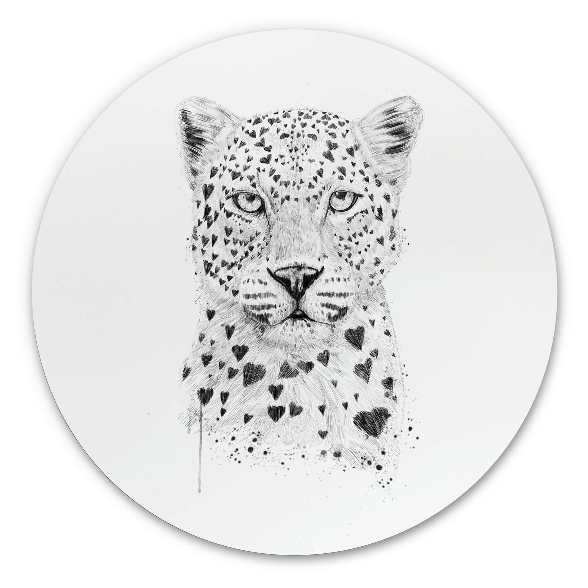 Tableau en alu-Dibond Solti - Adorable Léopard - Rond