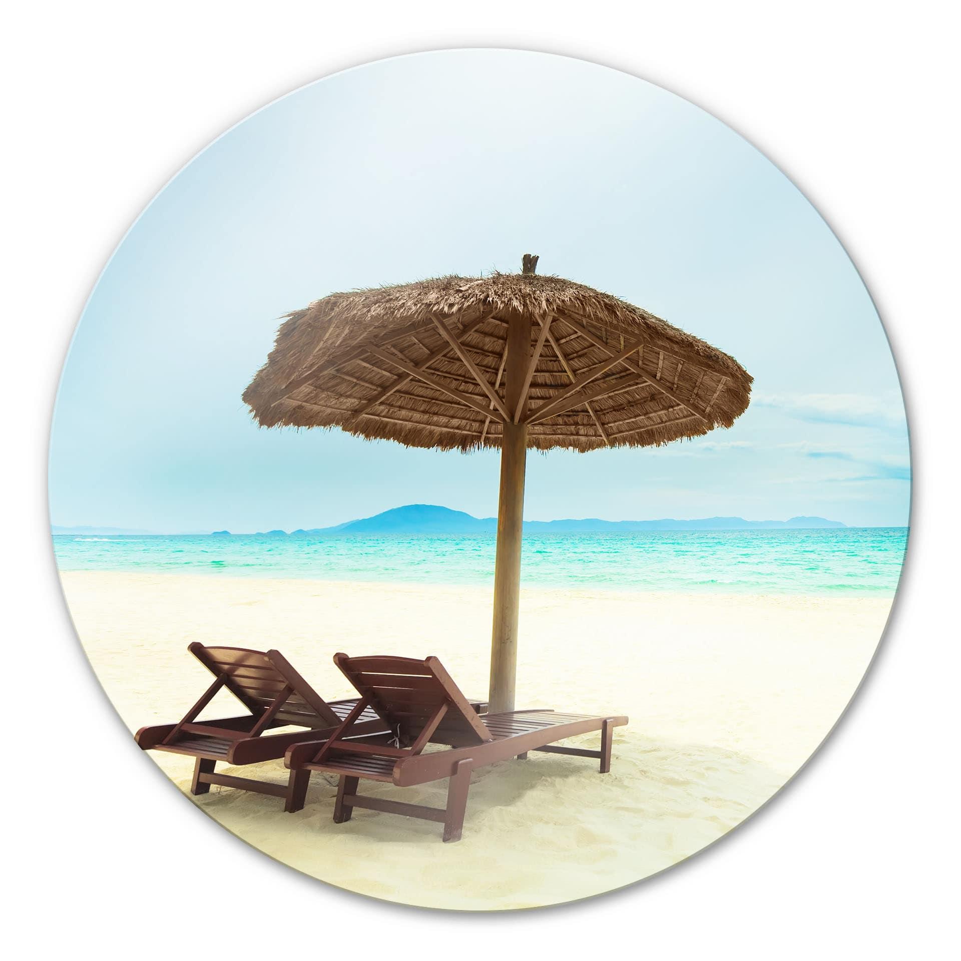 Tableau en verre - Holiday in Paradise - rond