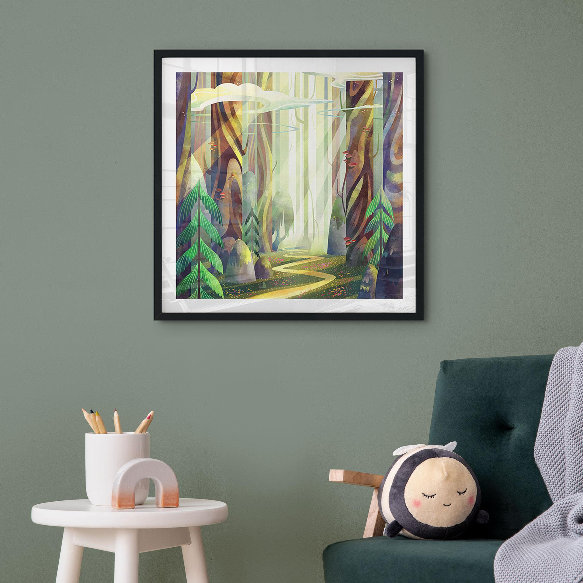 Plakat Fortryllet skov i lyset - DigitalArtsi