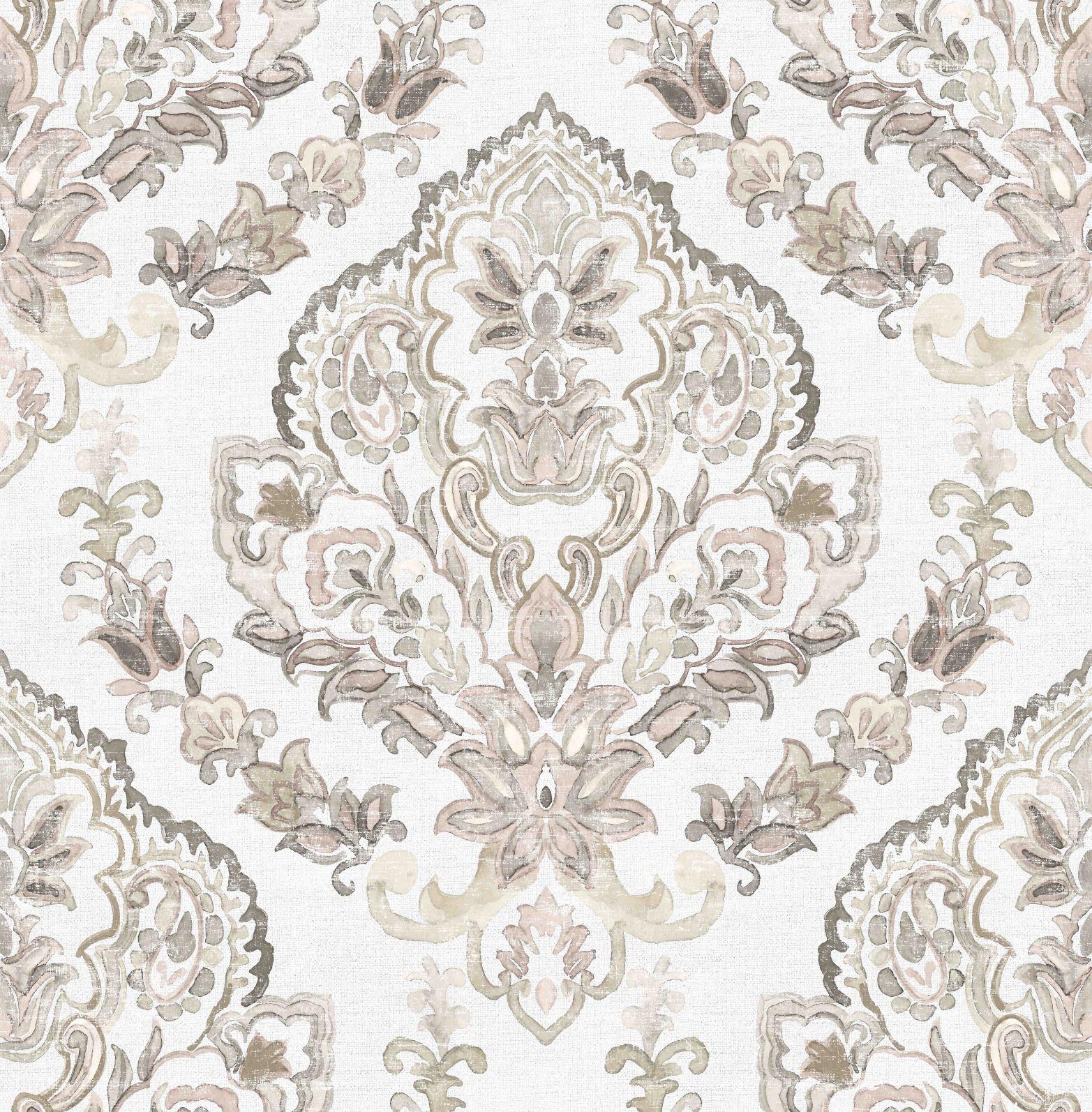 Fototapet ornament medaljonmønster i beige grå i elegant stil 2,7 x 2,65 m