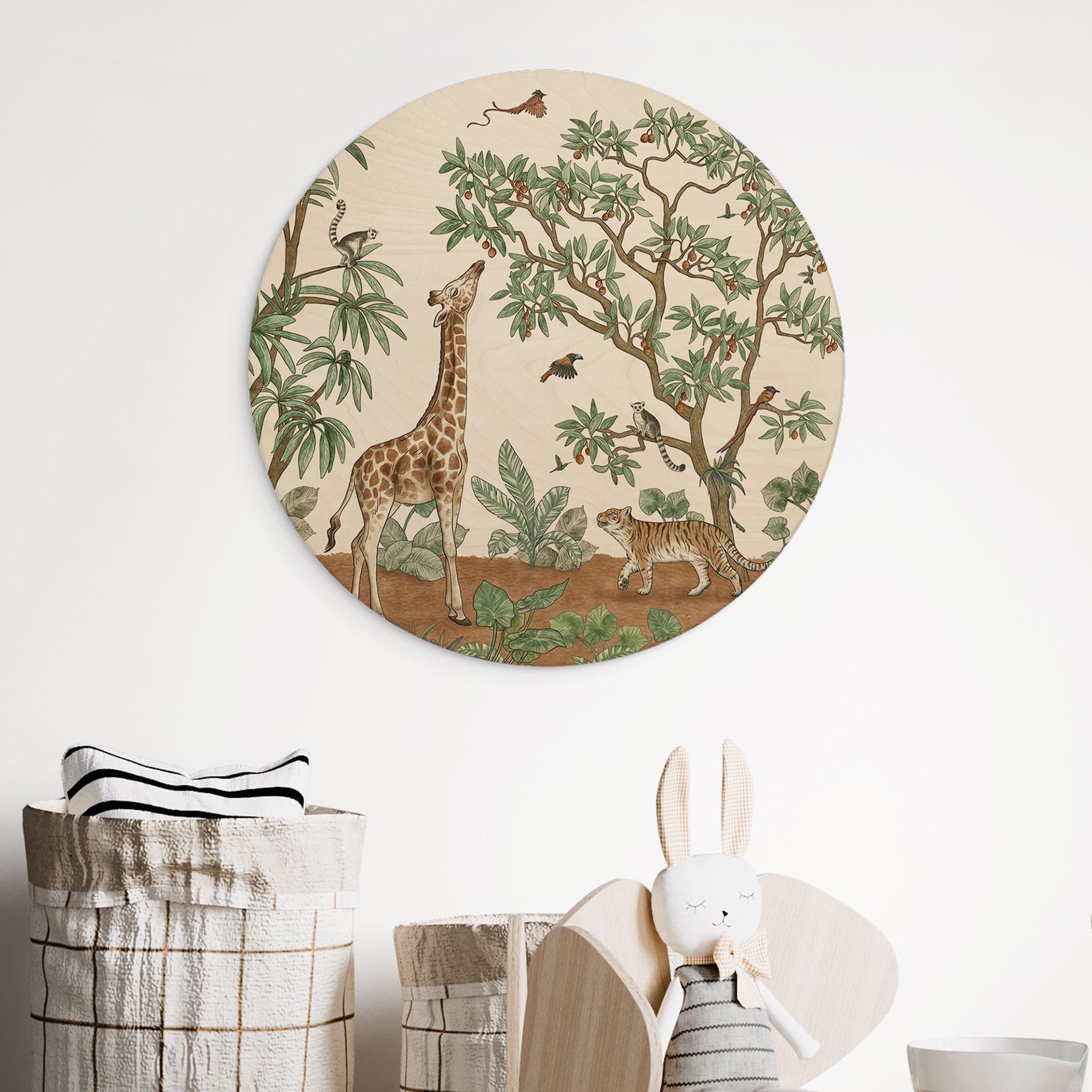 Holzbild Wimmelbild Dschungeltiere - Kikki Belle - Rund