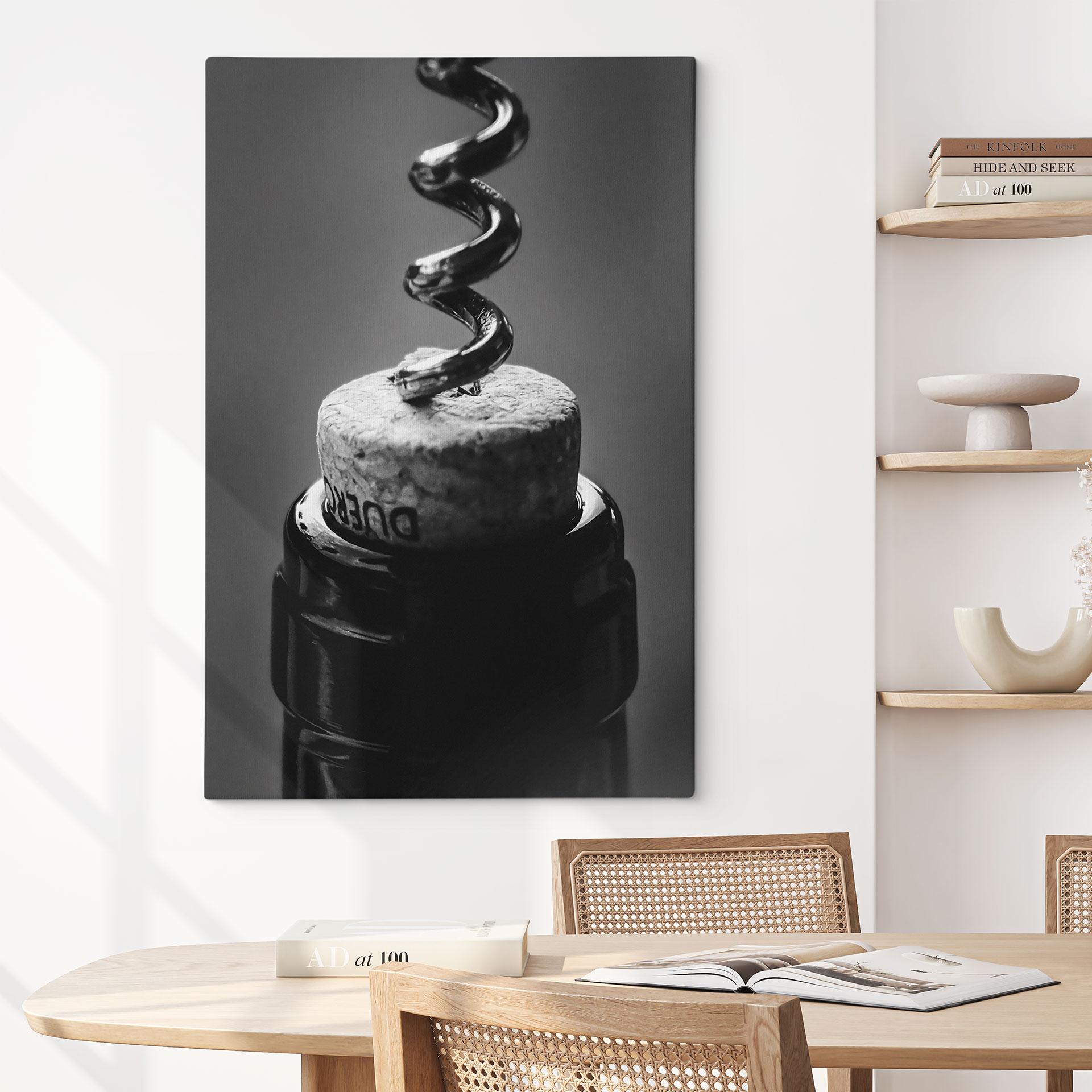 Cuadro lienzo vino con sacacorchos - Pictufy Studio