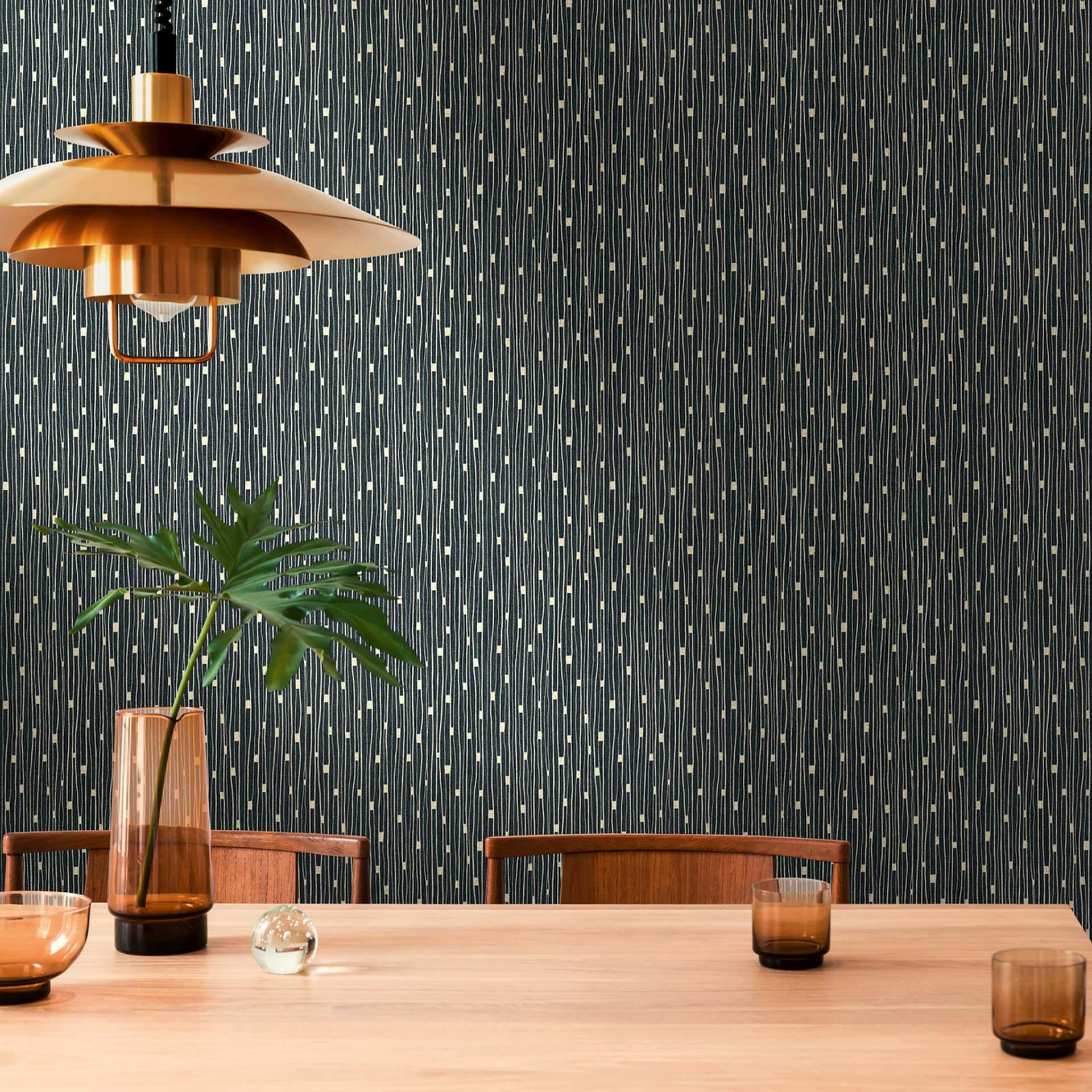 A.S. Création non-woven tapet BOS - moderne stribet tapet sort, guld, sølv