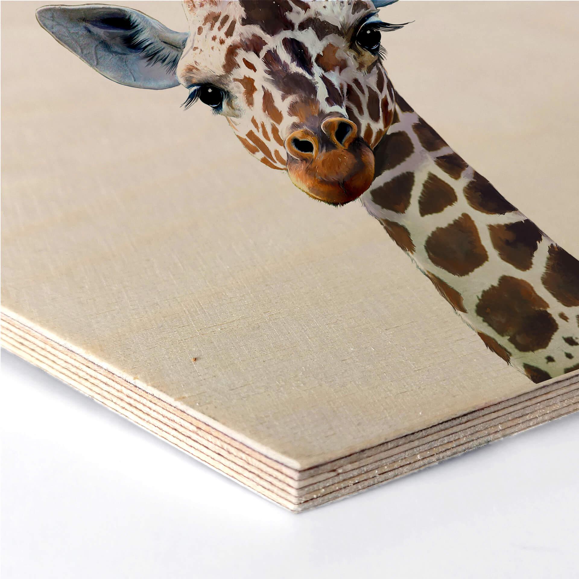 Hexagon - Holz Birke-Furnier Graves - Giraffe