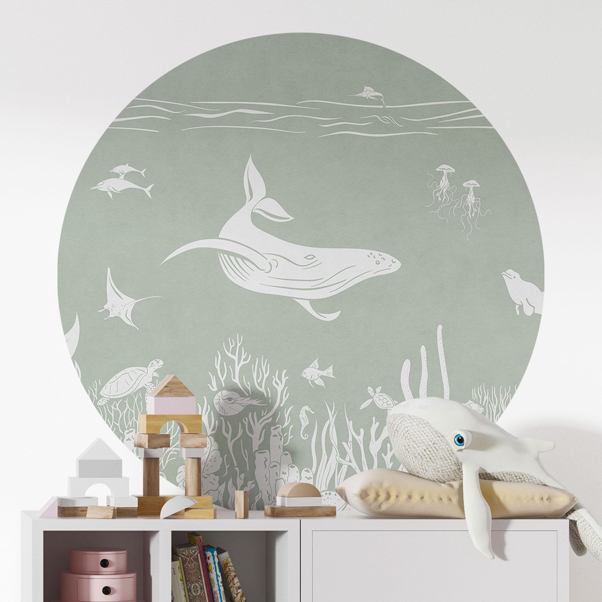 Wallsticker Koralrev og havdyr - En rejse ind i det grønne - Kikki Belle - Round