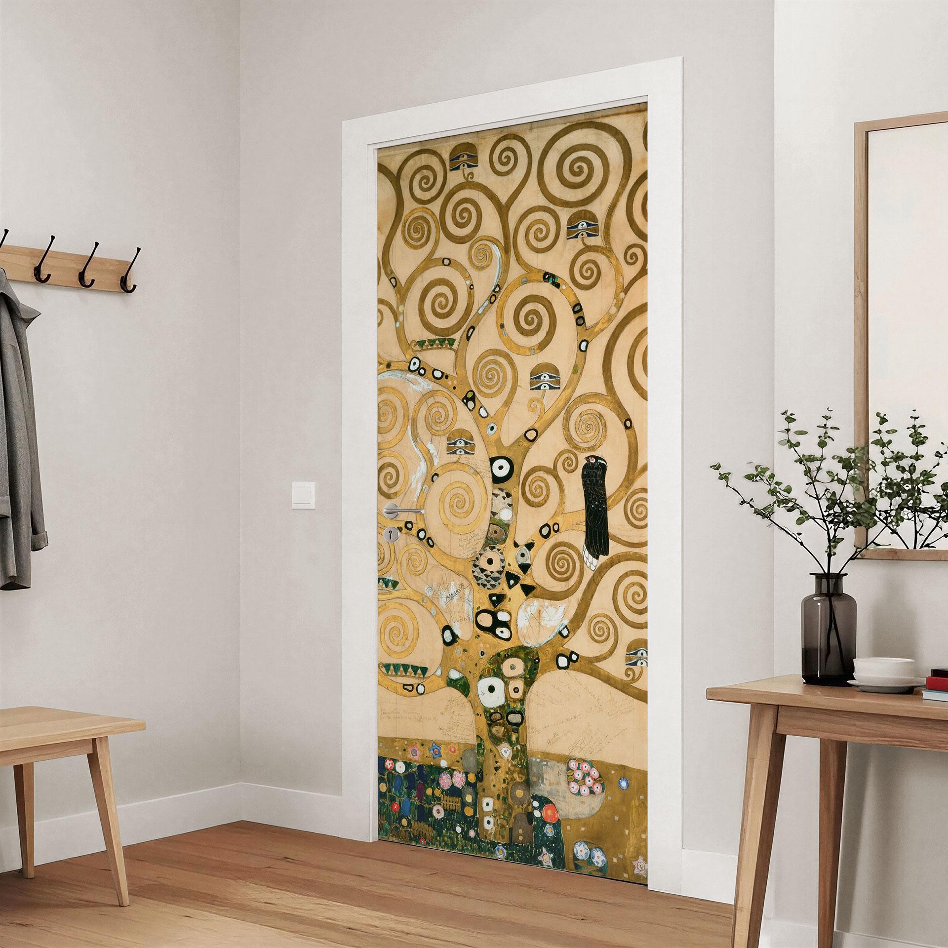 Lámina para puerta El árbol de la vida - Klimt - Decoración autoadhesiva para puerta