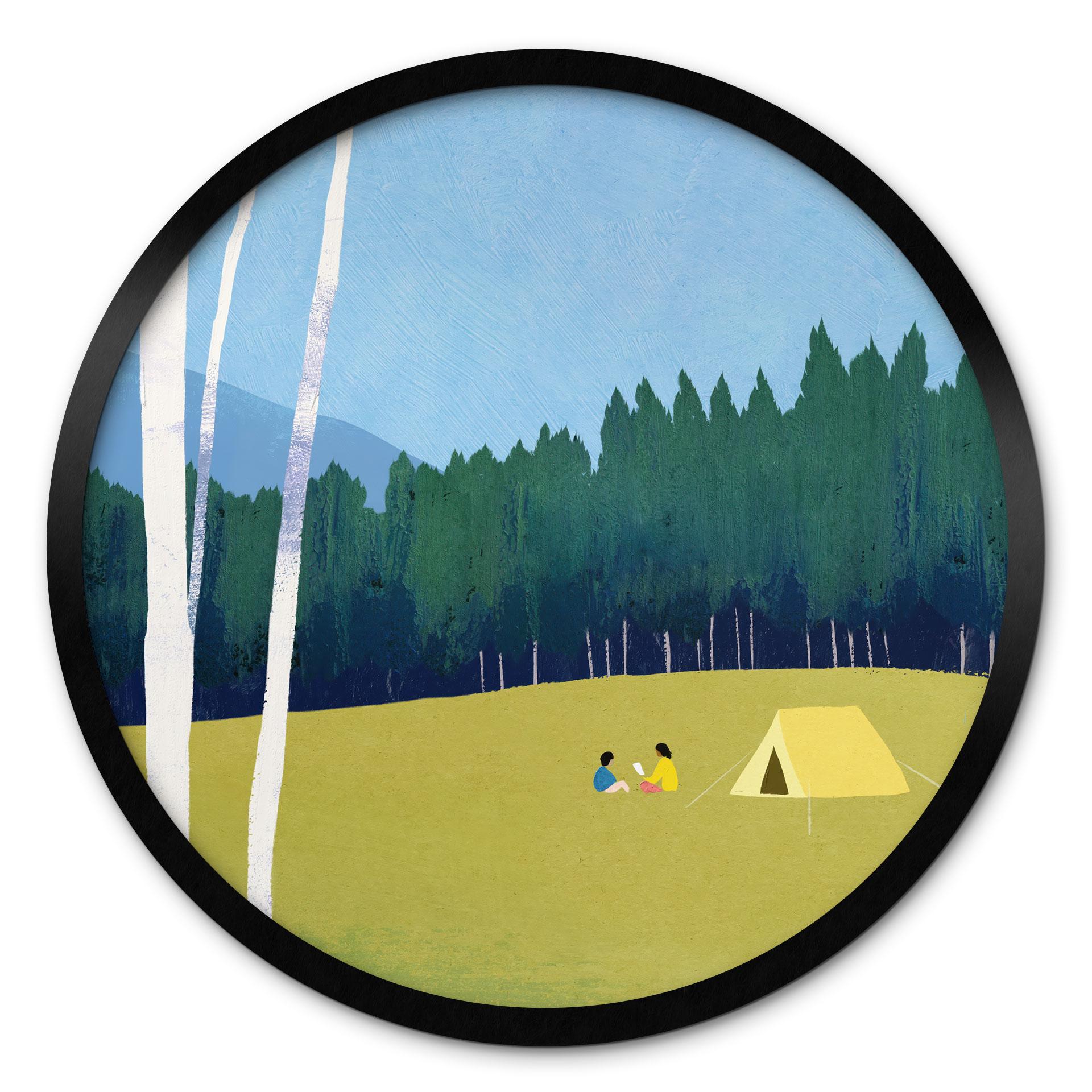 Plakat Camping ved skoven - Rivers - Rund