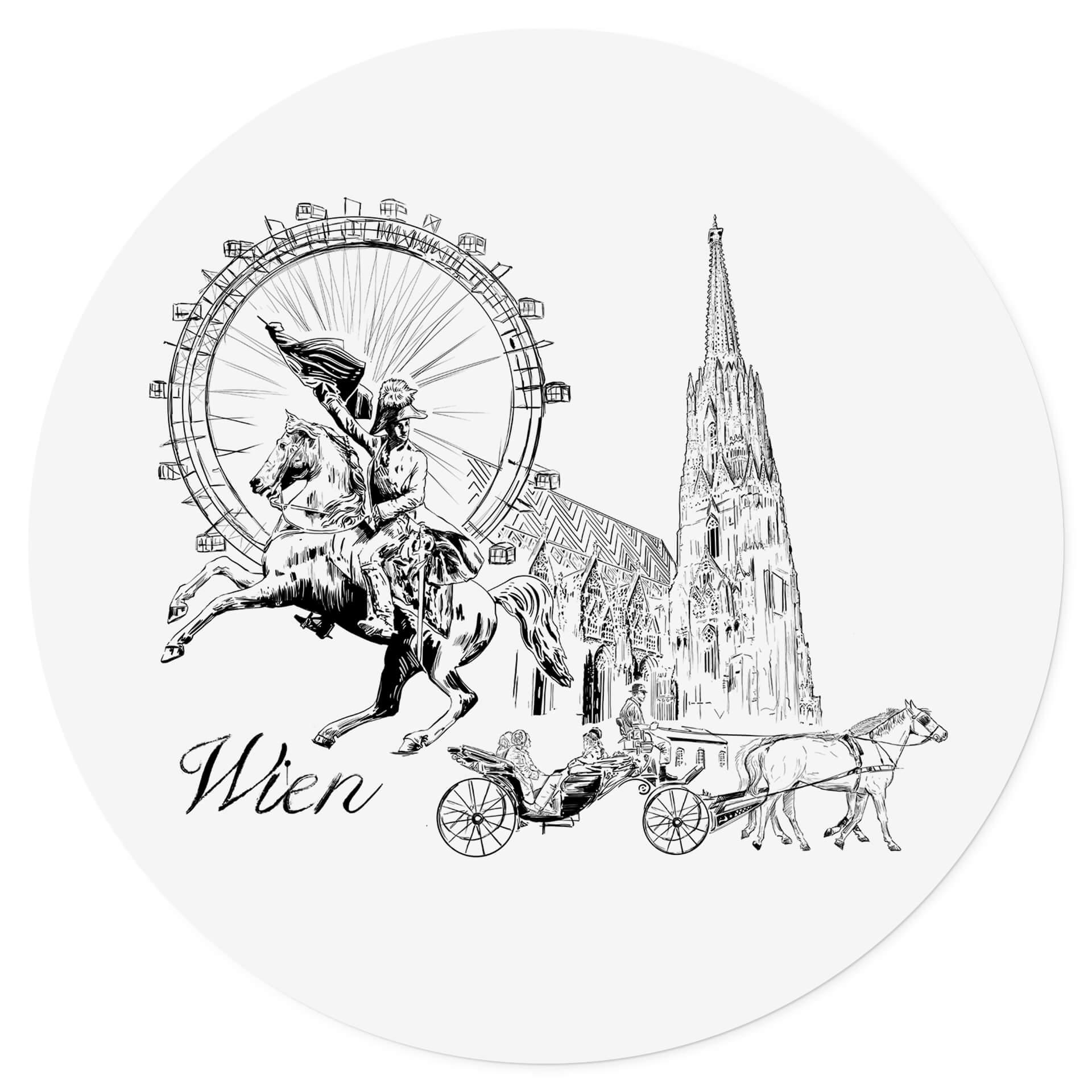 Vinilo decorativo Viena - Blanco y negro - Redondo - Love your City