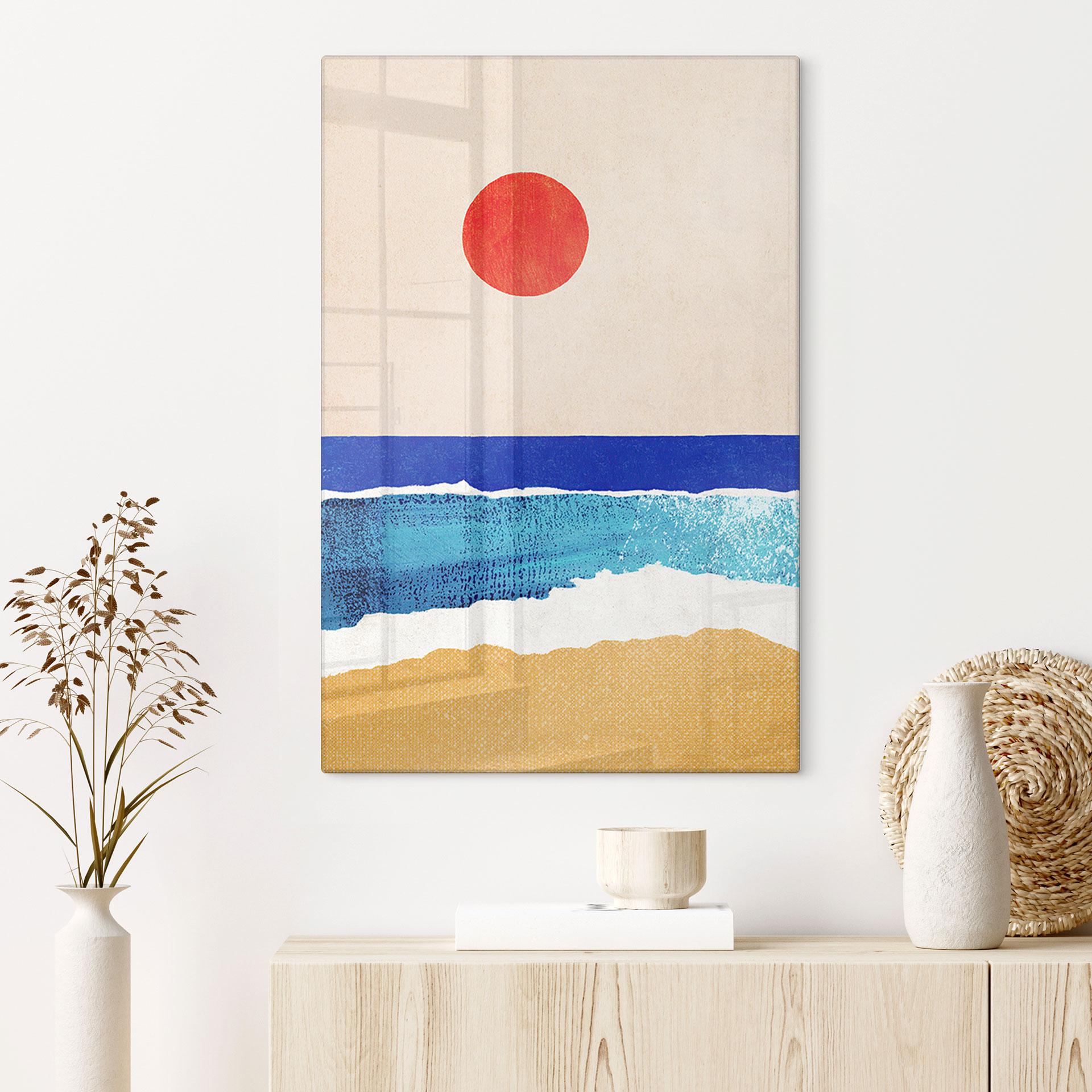 Glasbillede - Rolig strand ved solnedgang - Rivers