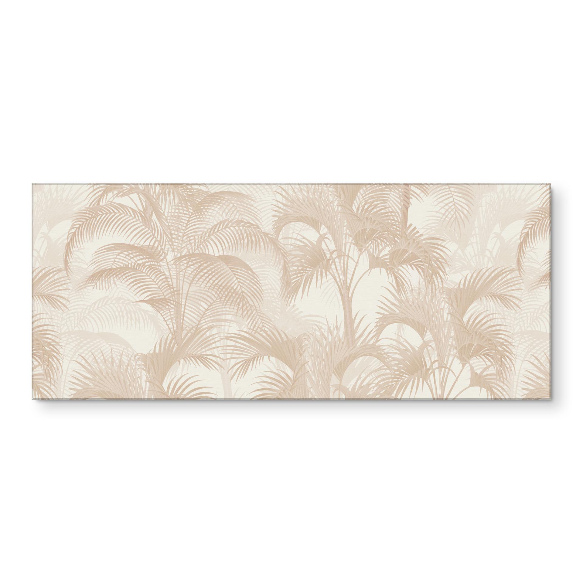 Stænkplade til køkken med palmer i en beige jungle - Bloomery Decor