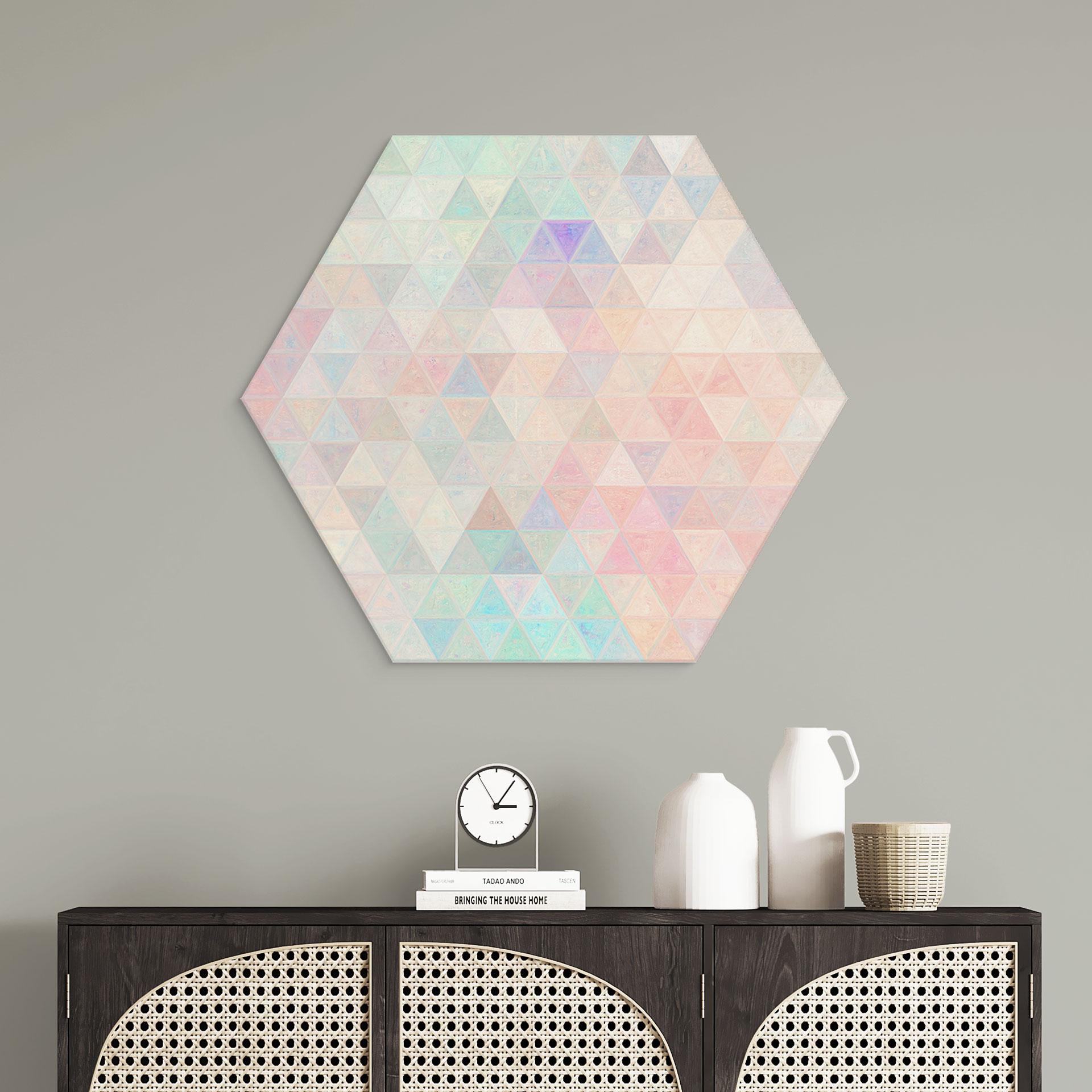 Hexagon Dibond Farverige mosaik-trekanter - Jaszke