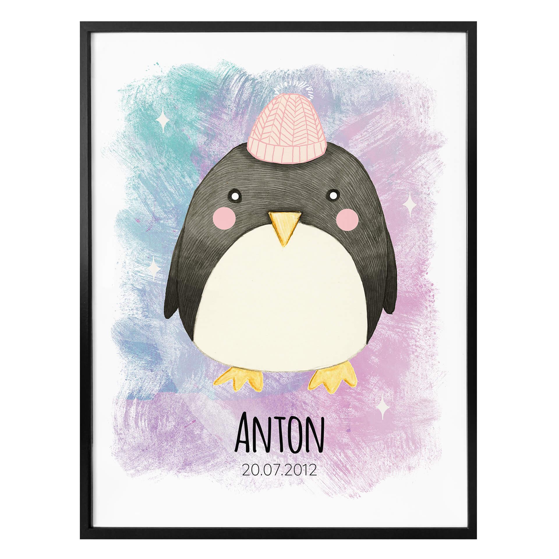 Poster Kvilis Pinguin + Gepersonaliseerde Tekst