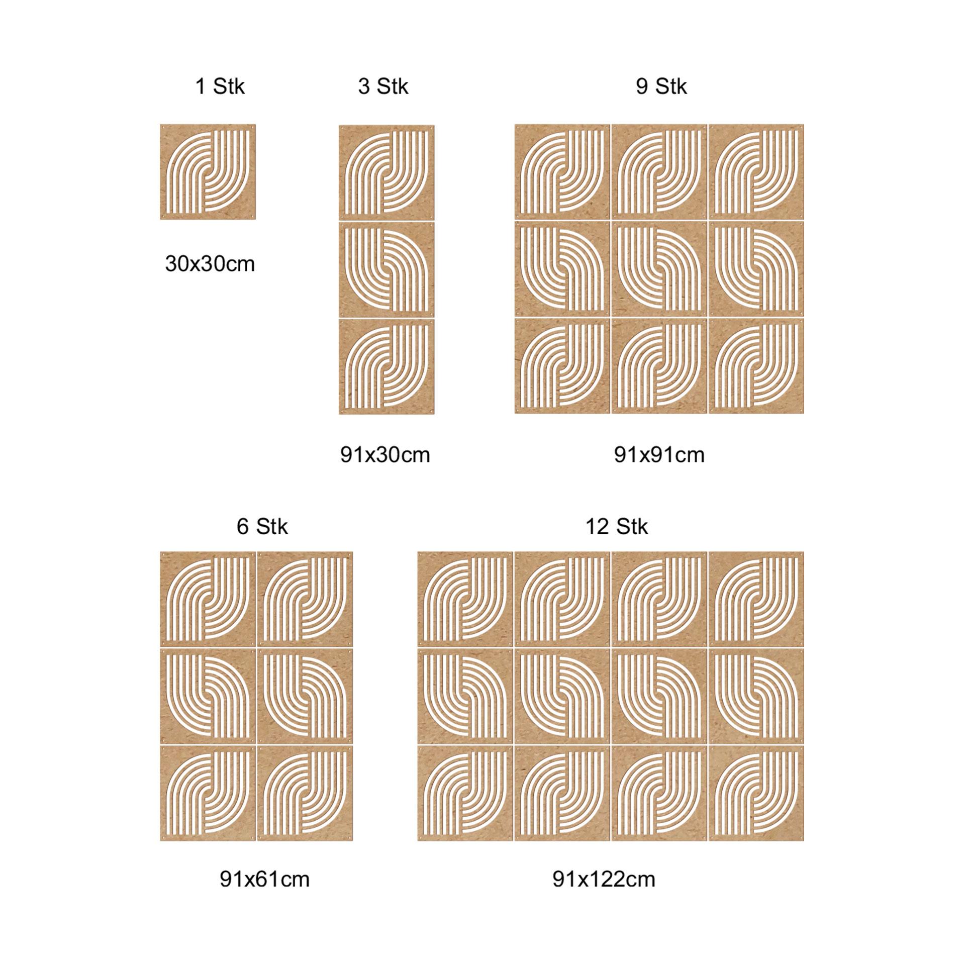 Ruimteverdeler, scheidingswand regenboogpatroon - MDF natuurlijke look