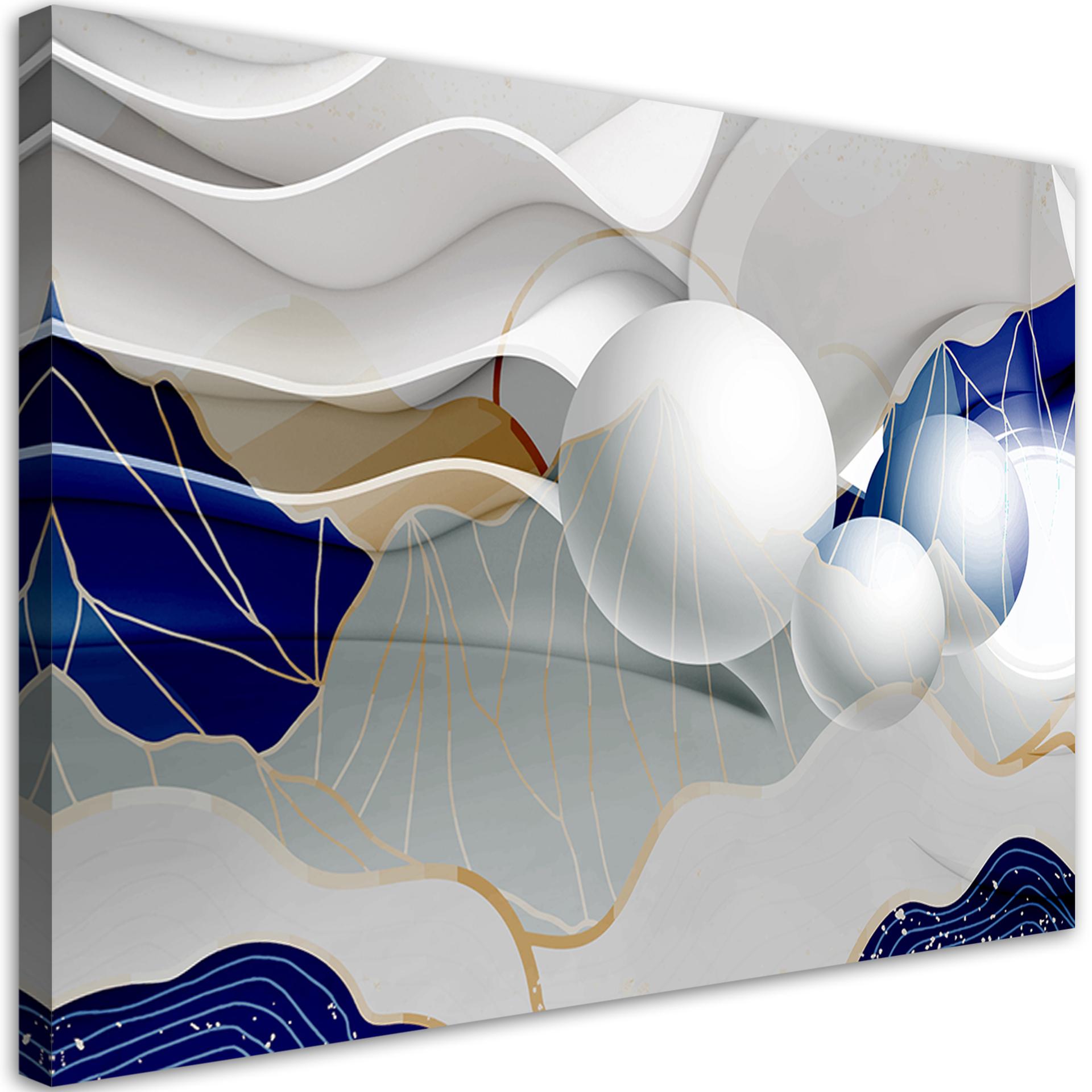 Canvasbillede, Blå sfærer 3D abstrakt
