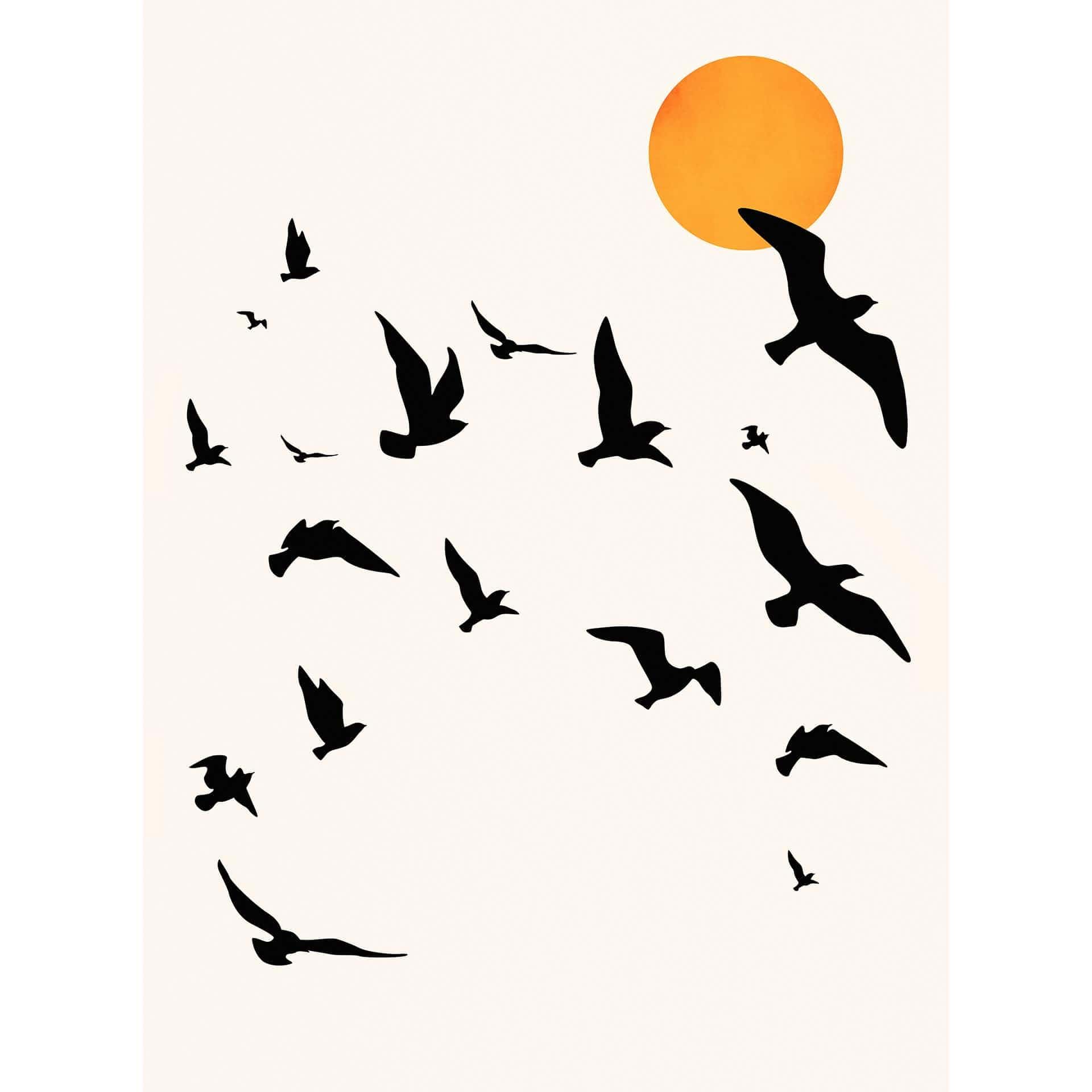 Fotobehang Trekvogels op weg naar het zuiden - Kubistika