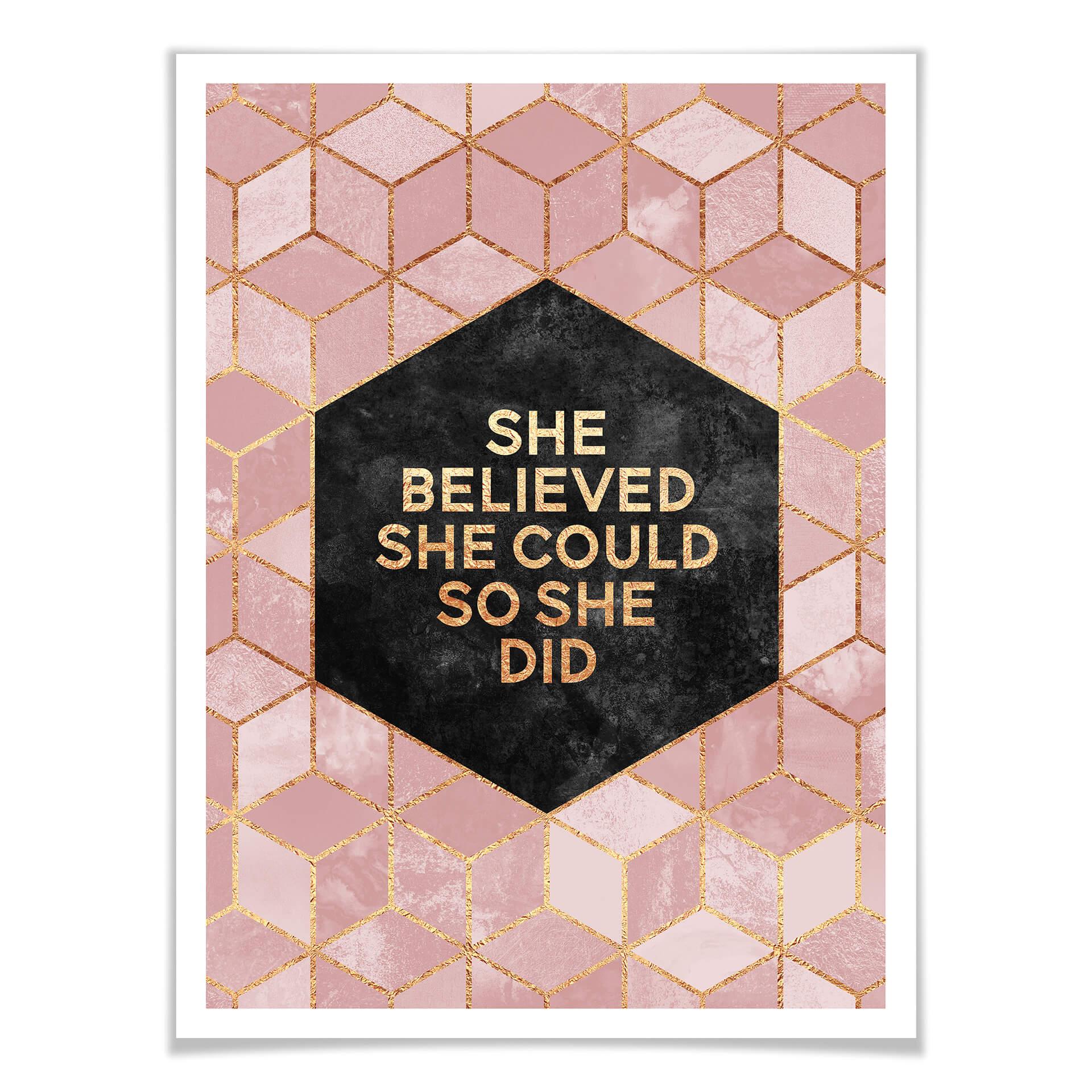 Plakat Fredriksson - She Believed - różowy