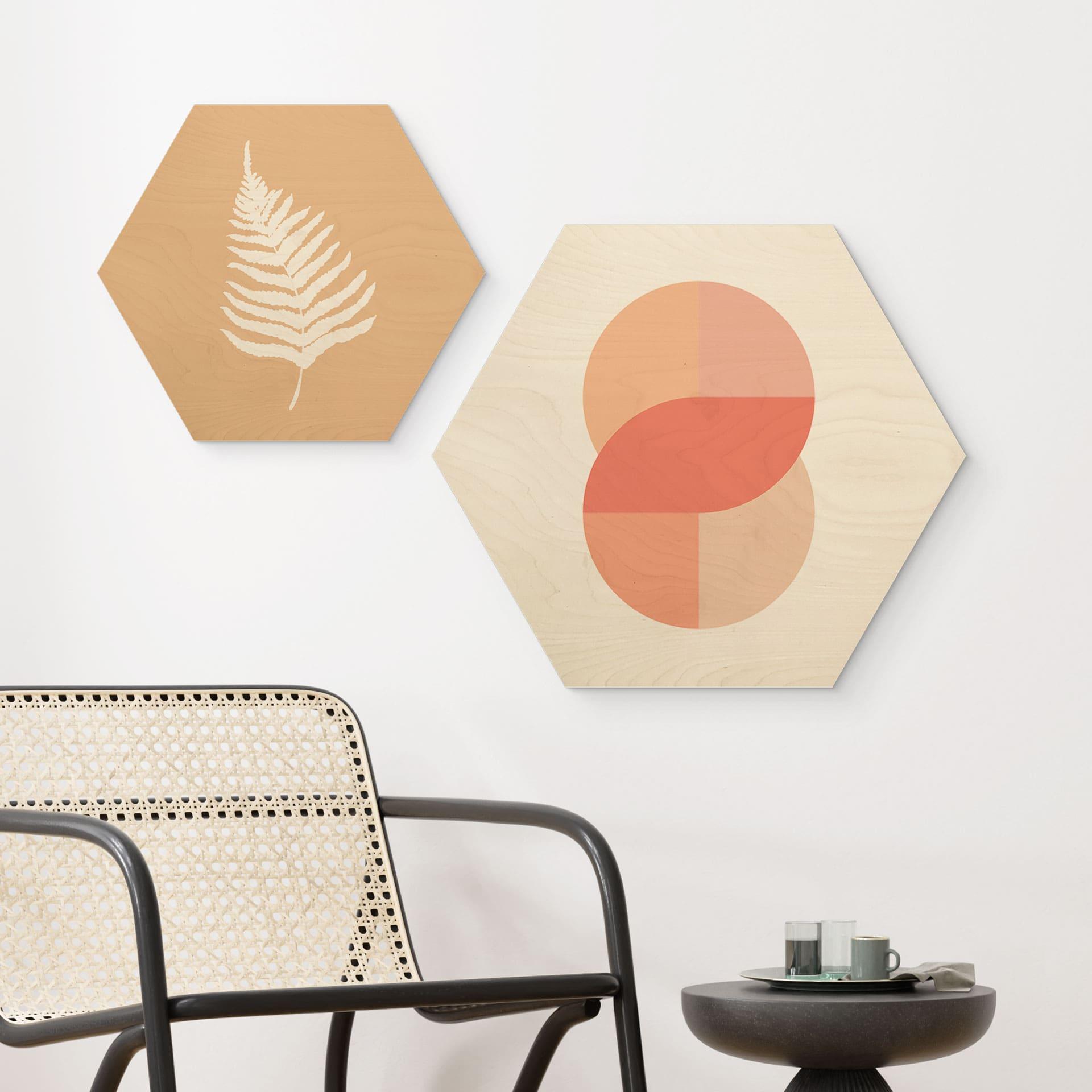 Sekskantet træ Geometriske former i orange-lyserød - 1X Studio