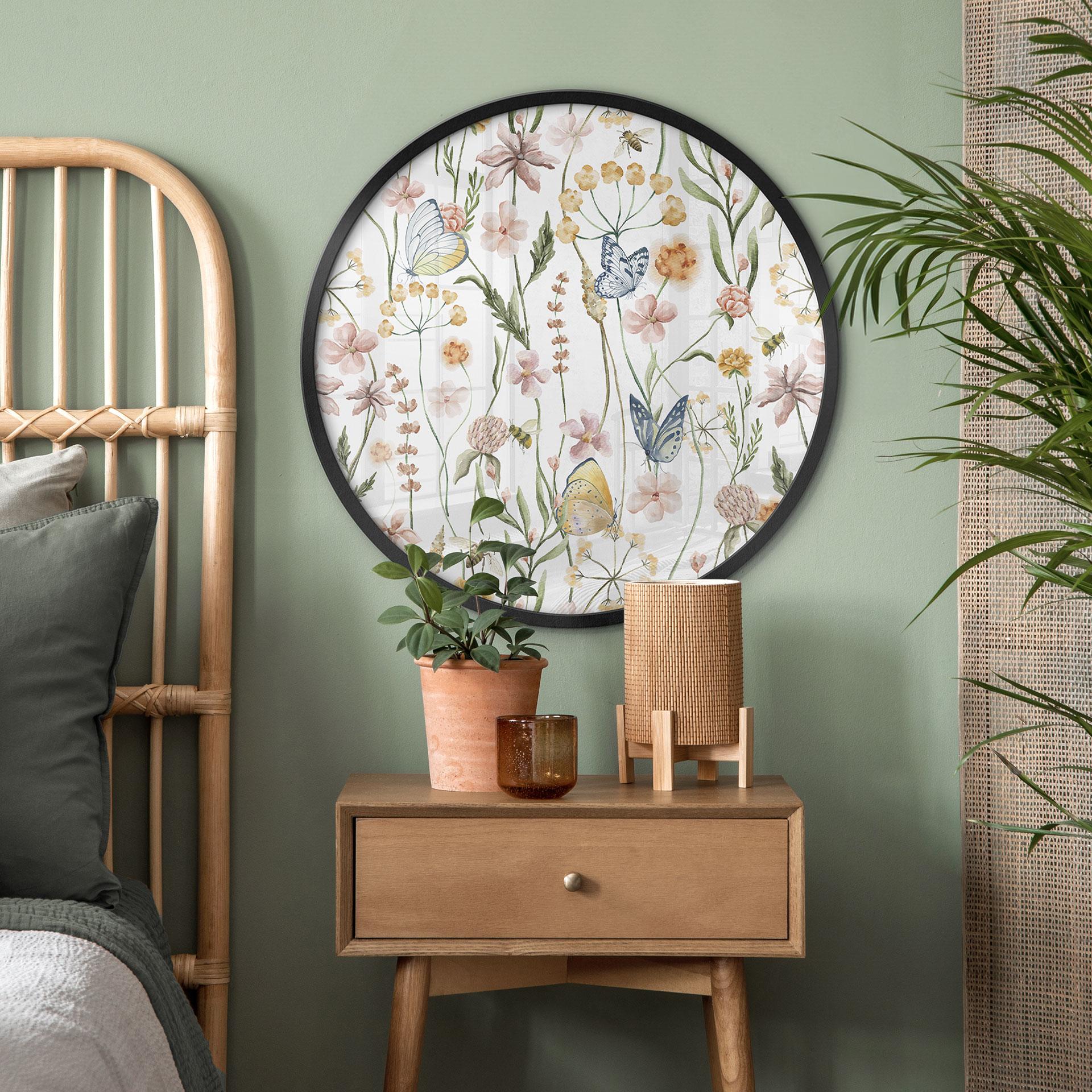 Plakat wiosenna łąka z motylami - UN Designs - Round