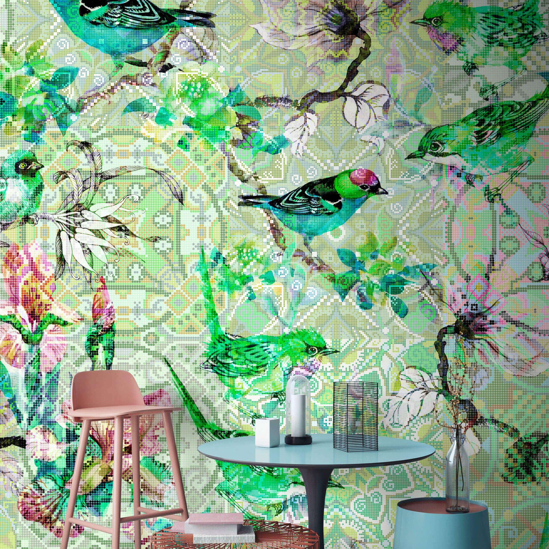 Livingwalls Fototapet Walls by Patel Mosaic Birds 1