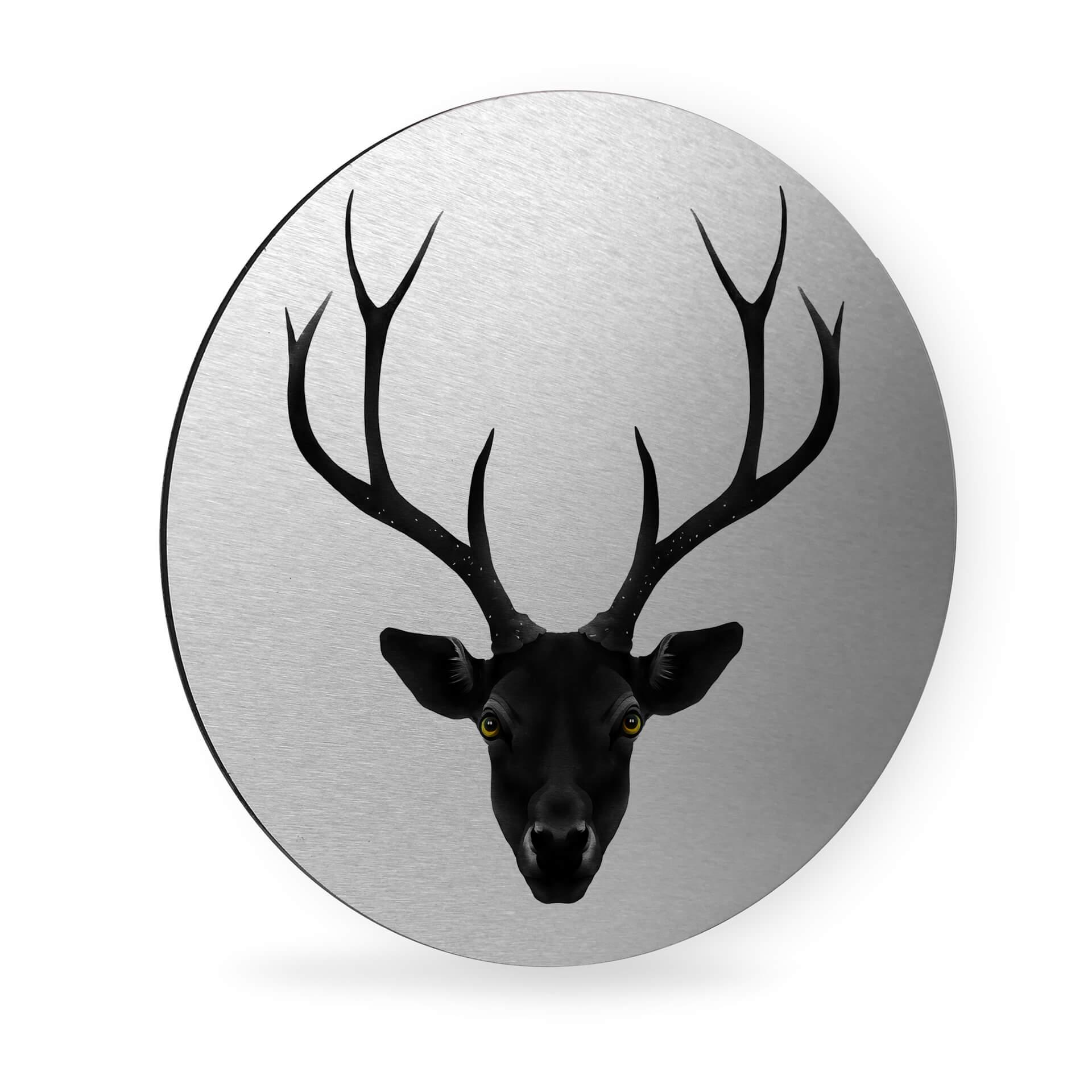 Wandcirkel Alu-Dibond - Ireland - Black Deer - zilver effect