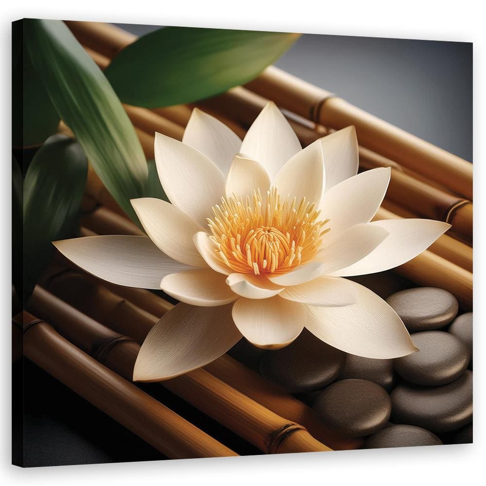 Leinwandbild Steine Zen Blumen