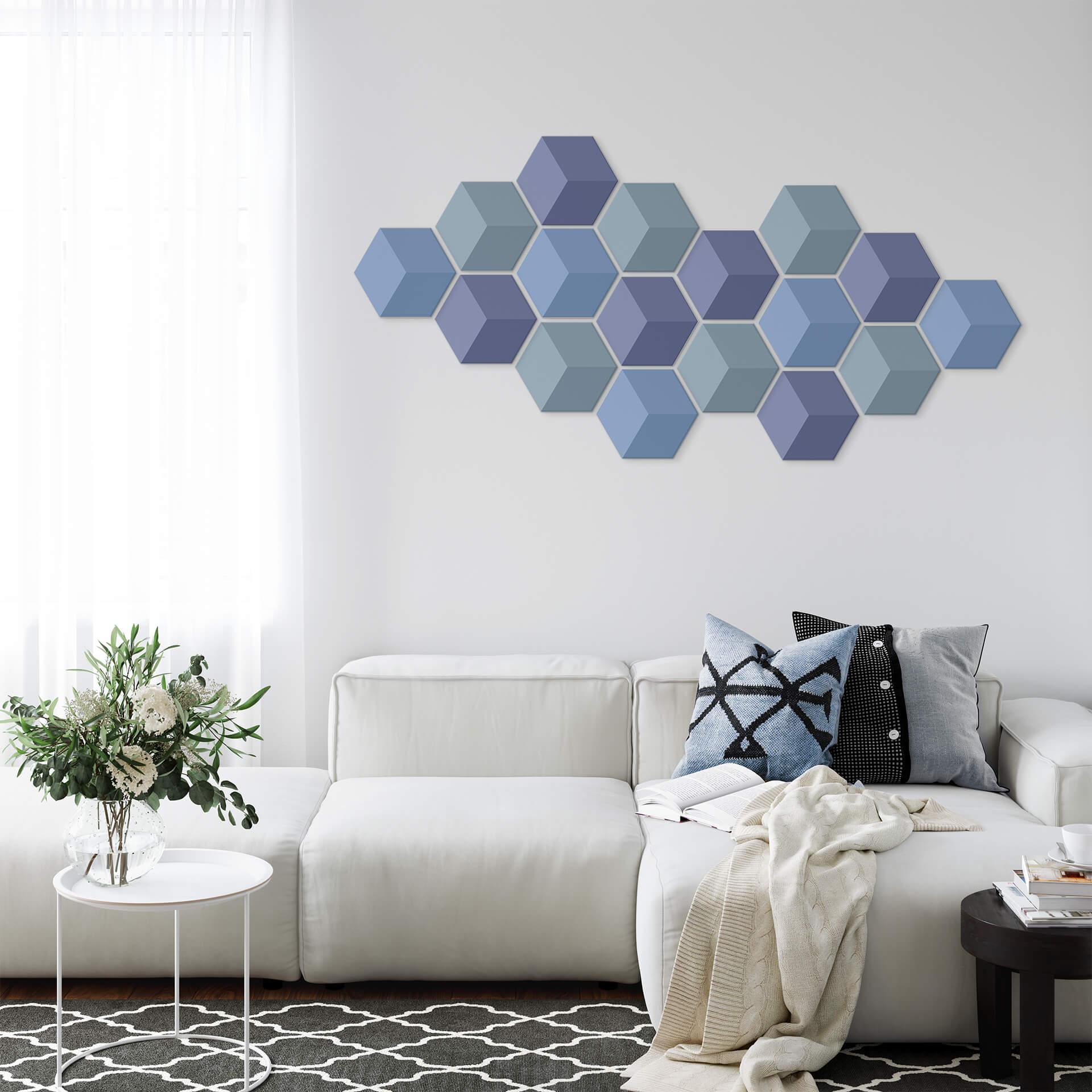 3D Hexagon Alu-Dibond - Blå