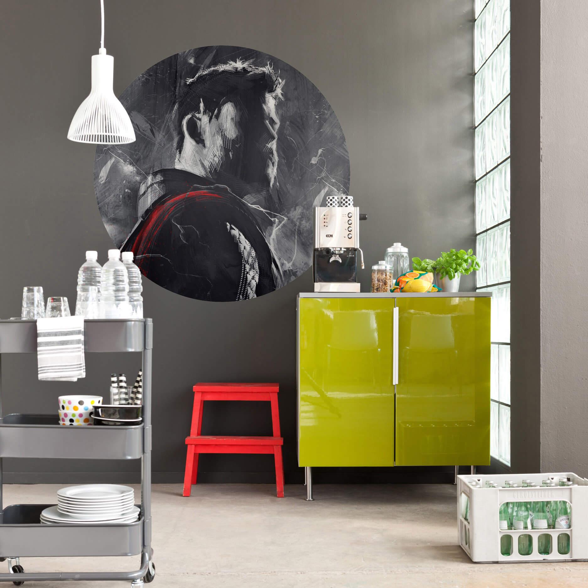 Zelfklevend Vliesbehang - Avengers Painting Thor - 125 x 125 cm