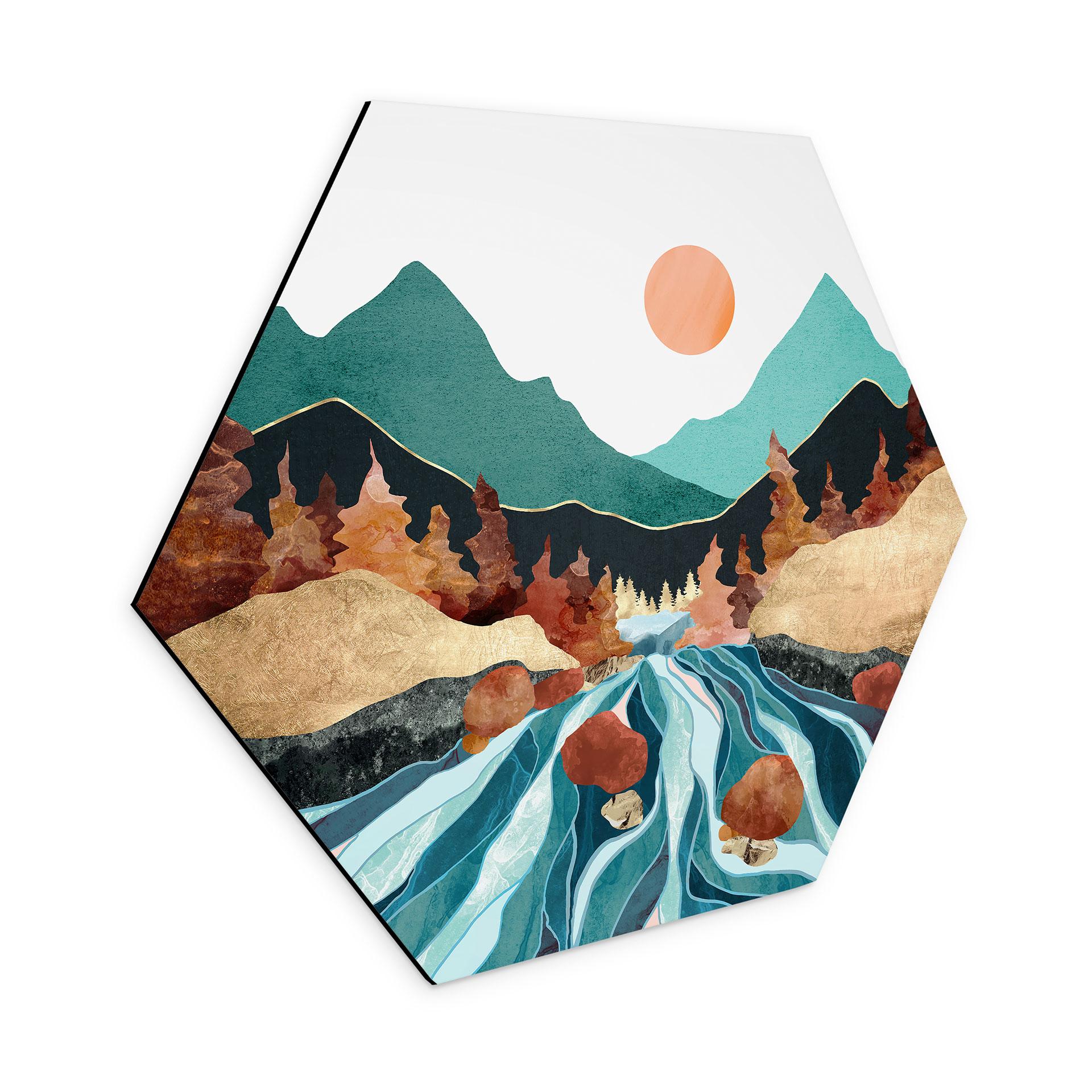 Hexagon Dibond Bjergland flod - SpaceFrog Designs