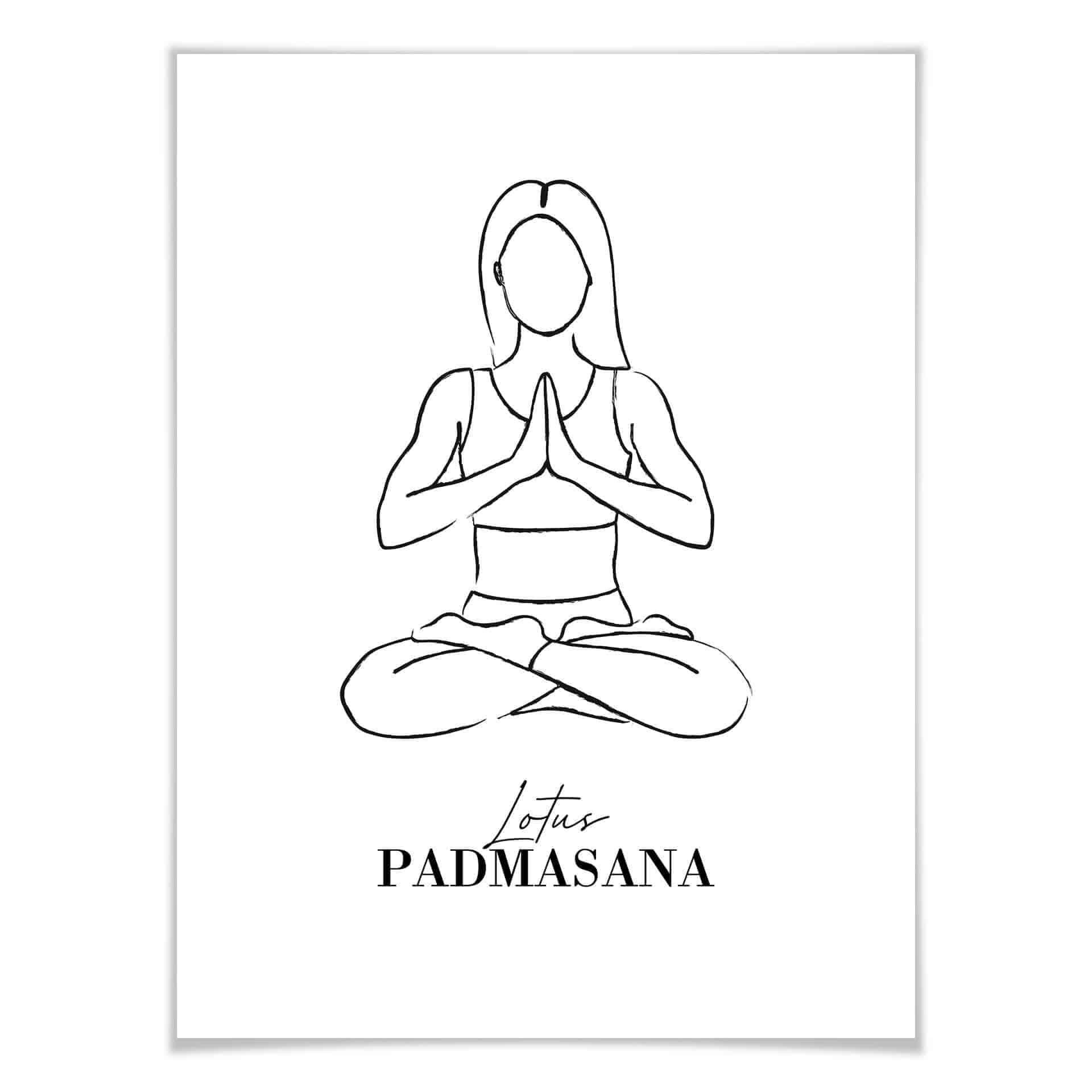 Poster Yoga - Lotus - Line Art