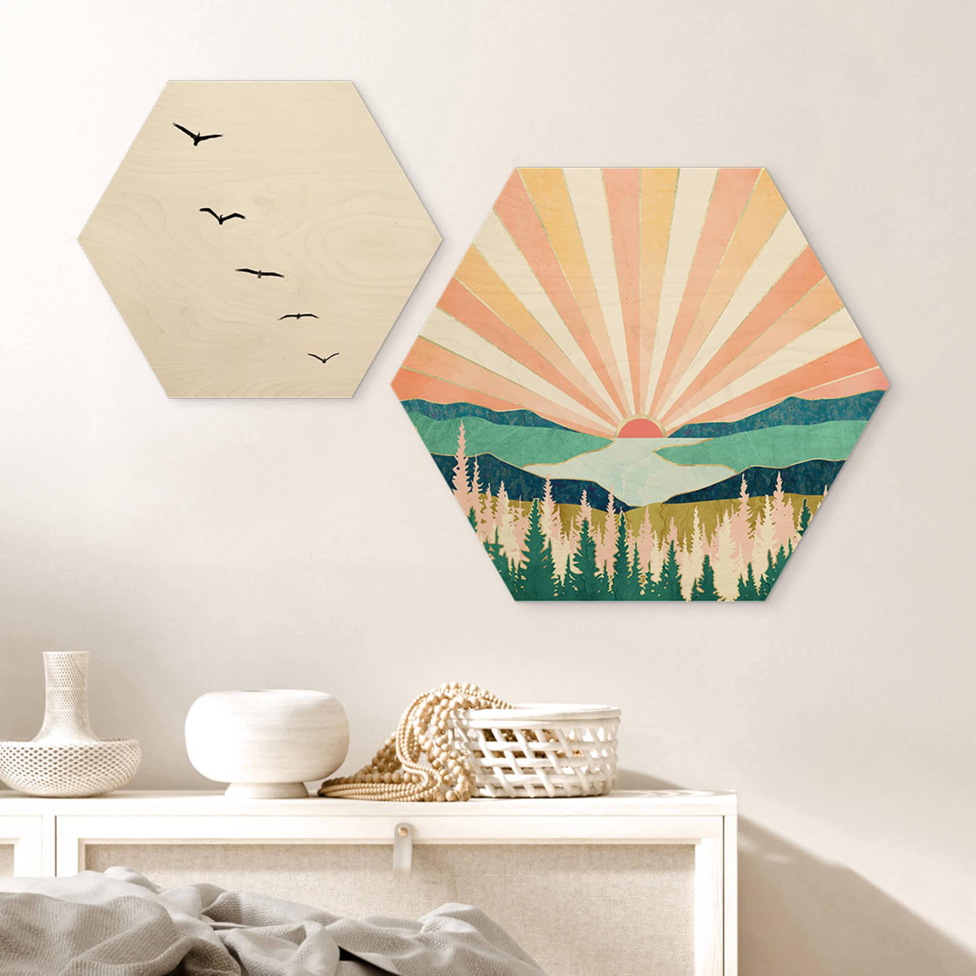 Hexagon Hout SpaceFrog Designs - Retro Summer