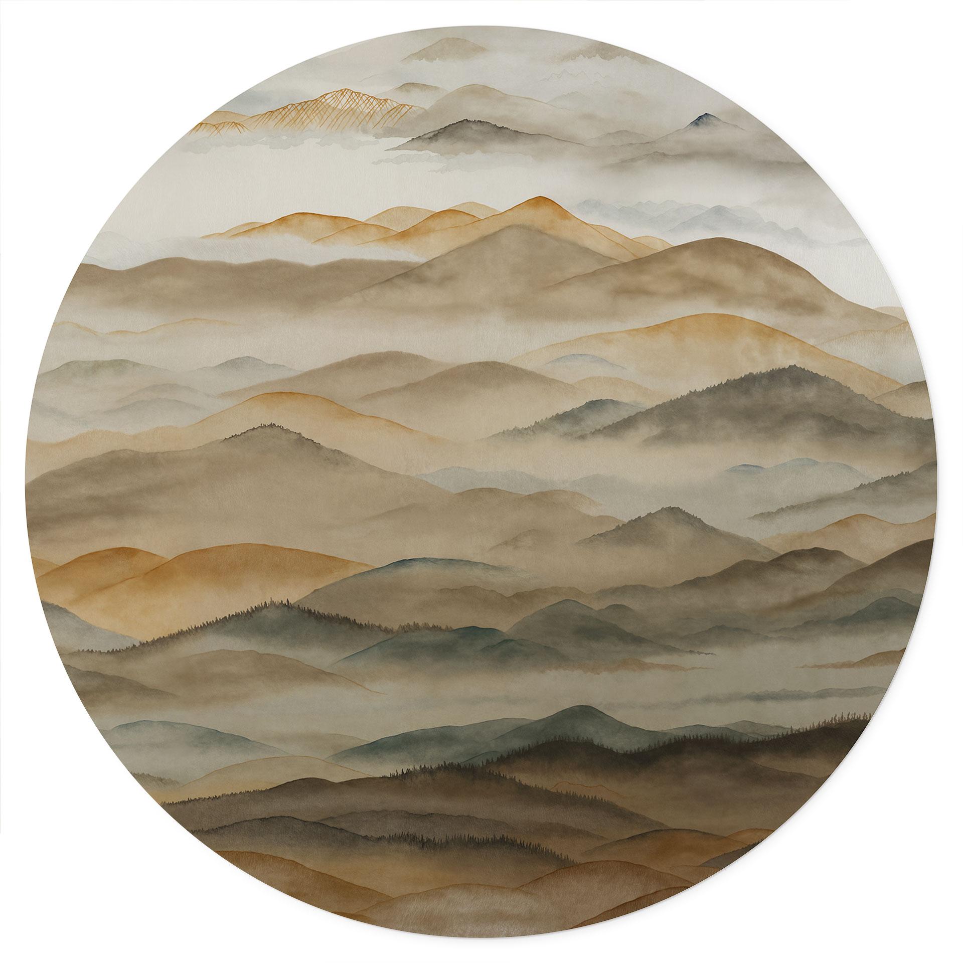 Muursticker Roerich Valley - Aards Berglandschap - Sir Edward x Grigory Gladarev - Rond