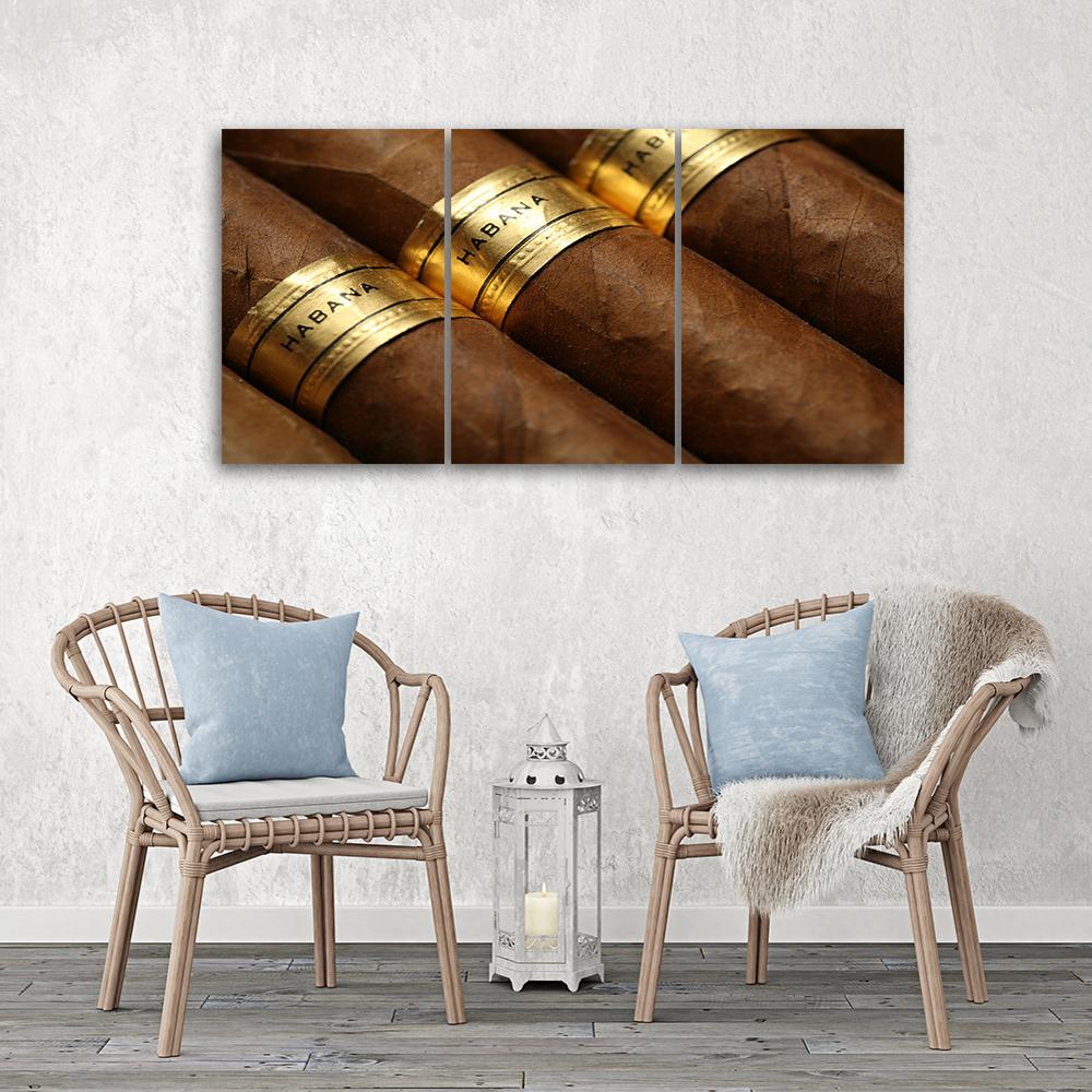 3 stykke lærredstryk, cubansk cigar