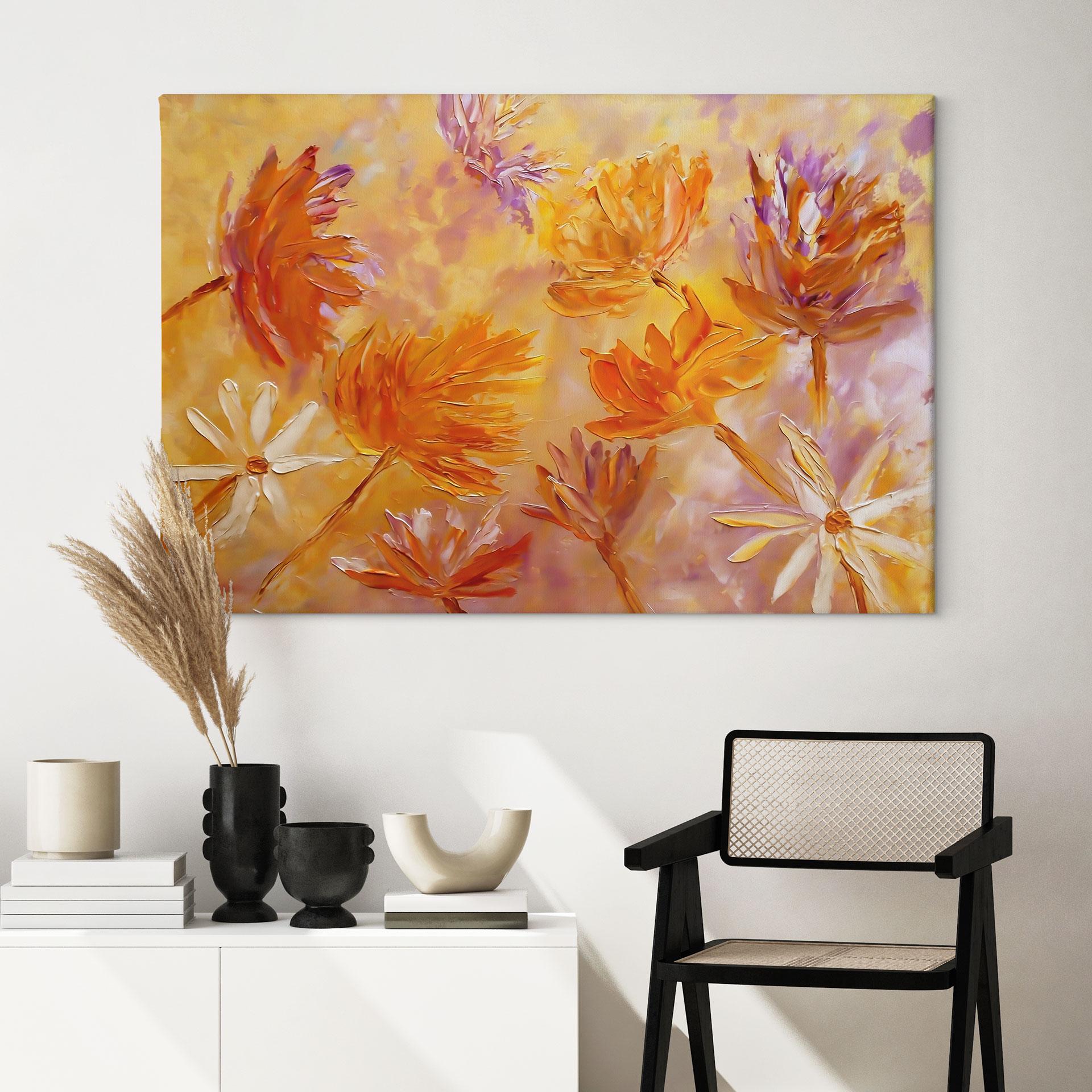 Canvasbillede Golden Blossom Rush | Botanisk kunst - Pomata