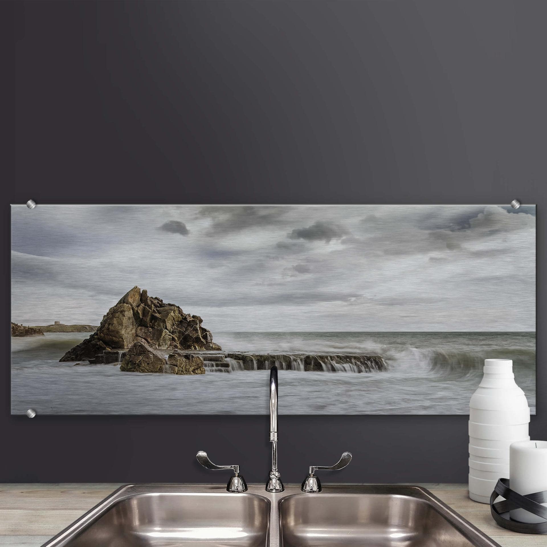 Stænkplade - Rock in the Surf - Panorama - AluDibond