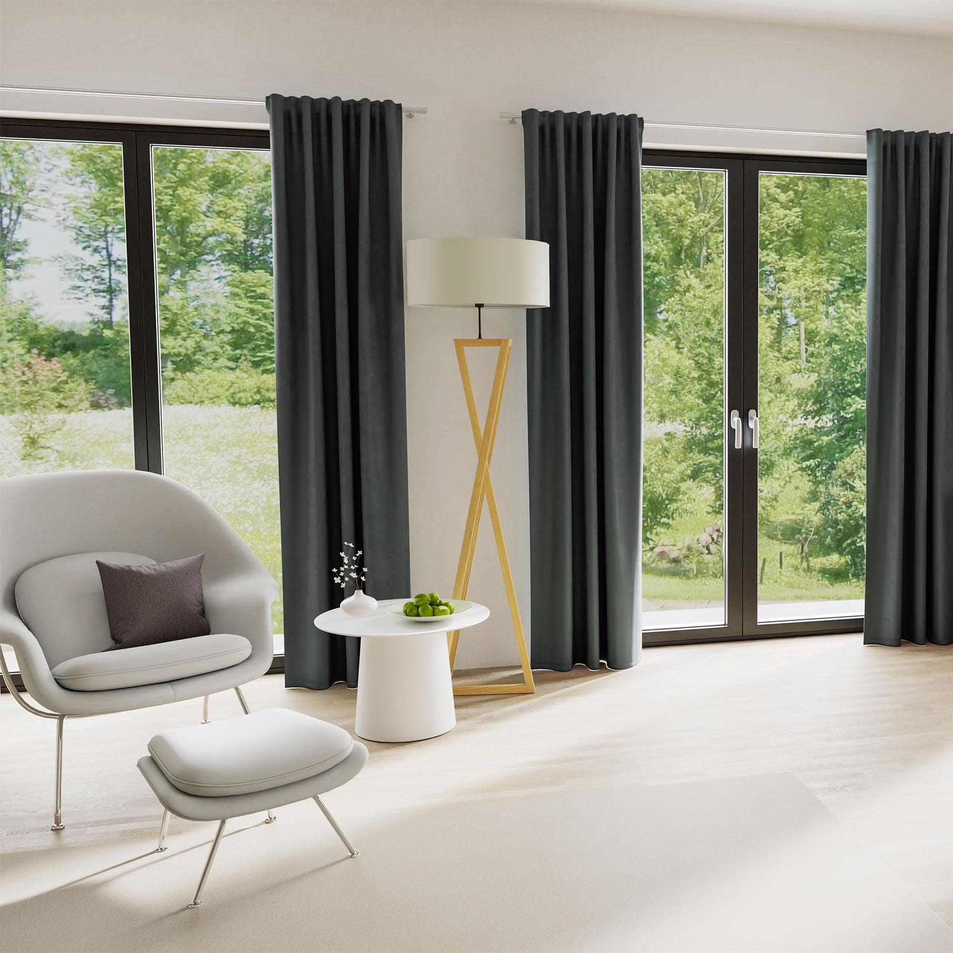 Homing Samtvorhang mit verdeckten Schlaufen Velia grau -  2,45 x 1,4 m