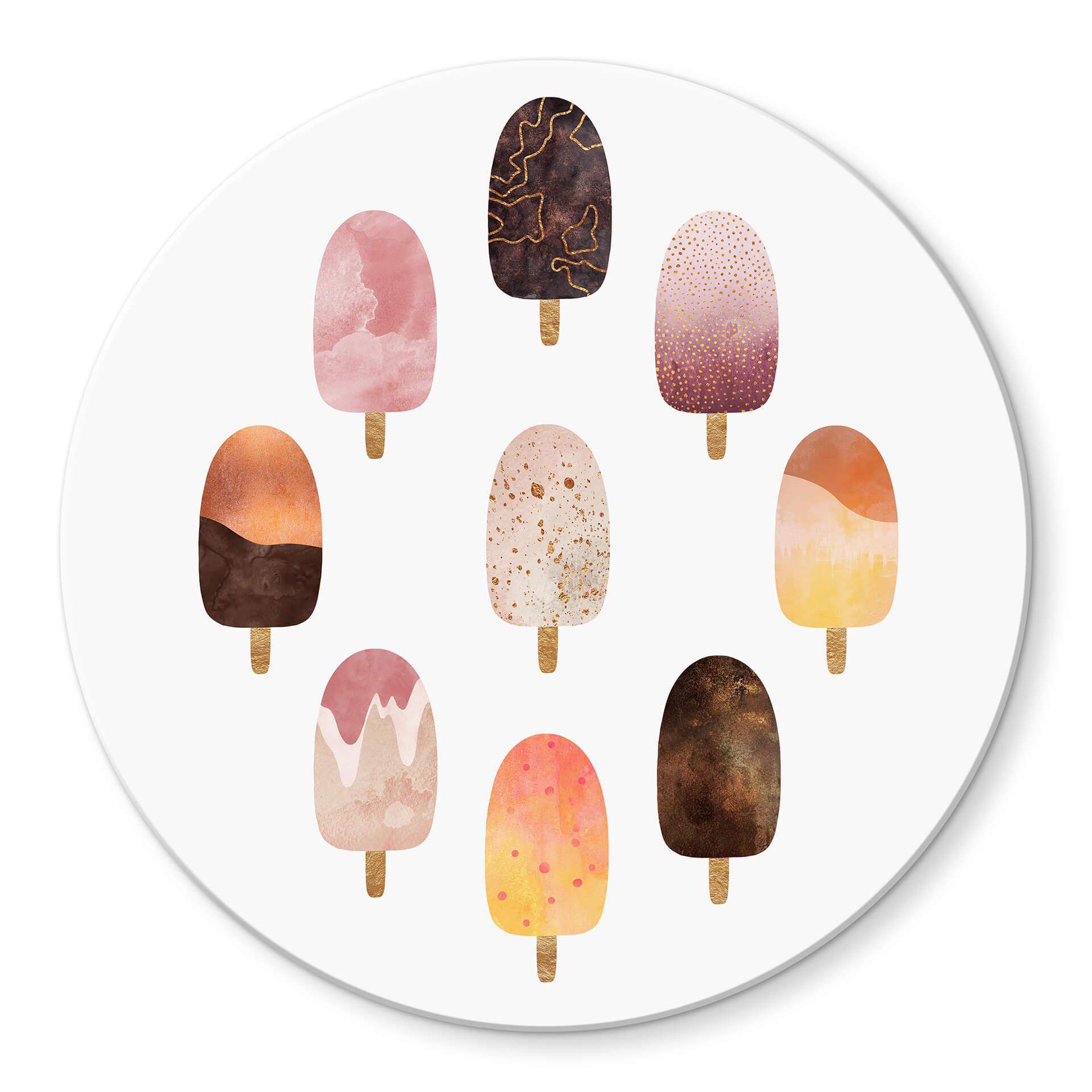 Tableau sur verre rond Fredriksson - Variation de glace