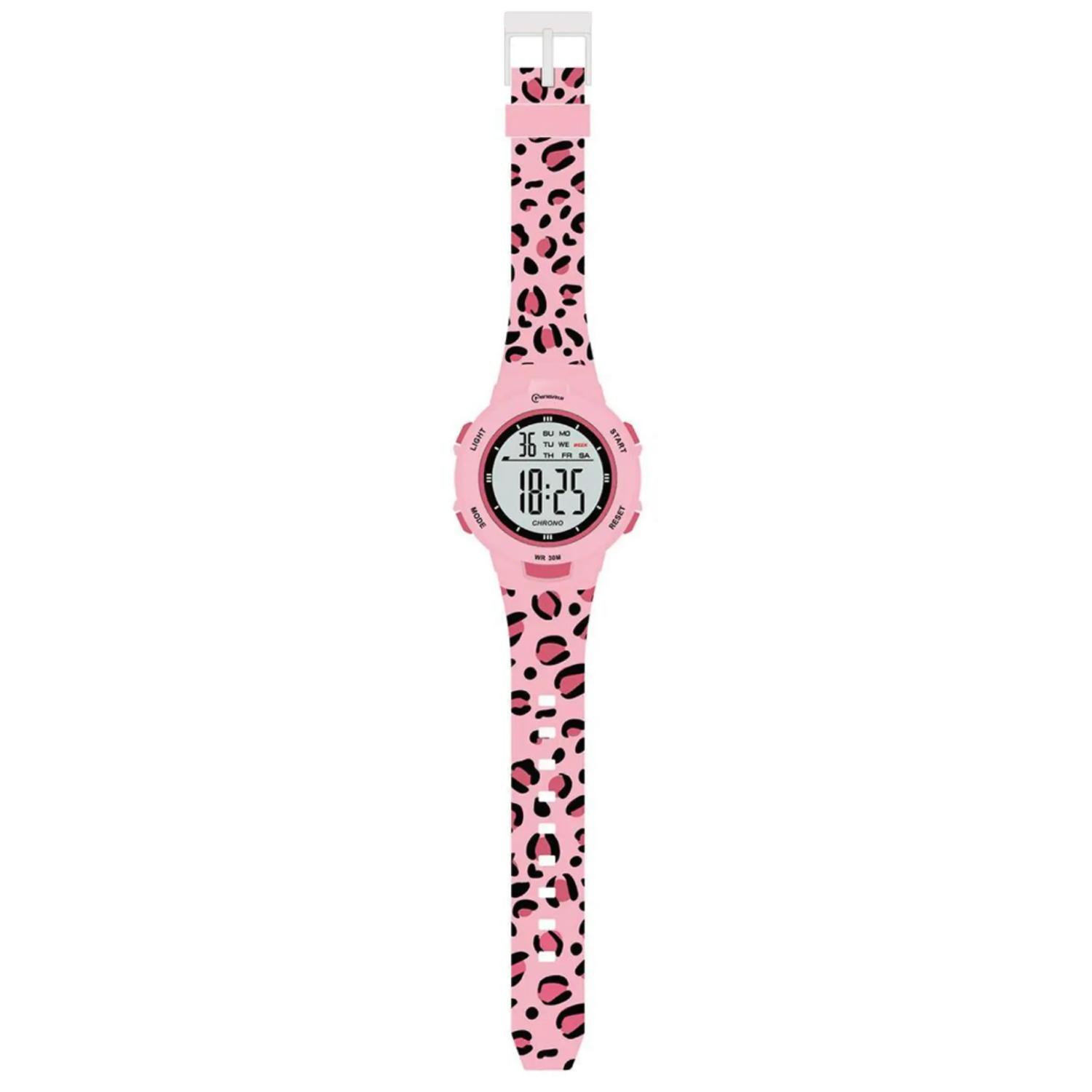 Sport Armbanduhr | Digitale Uhr für Kinder und Jugendliche | Pink Gepardmuster