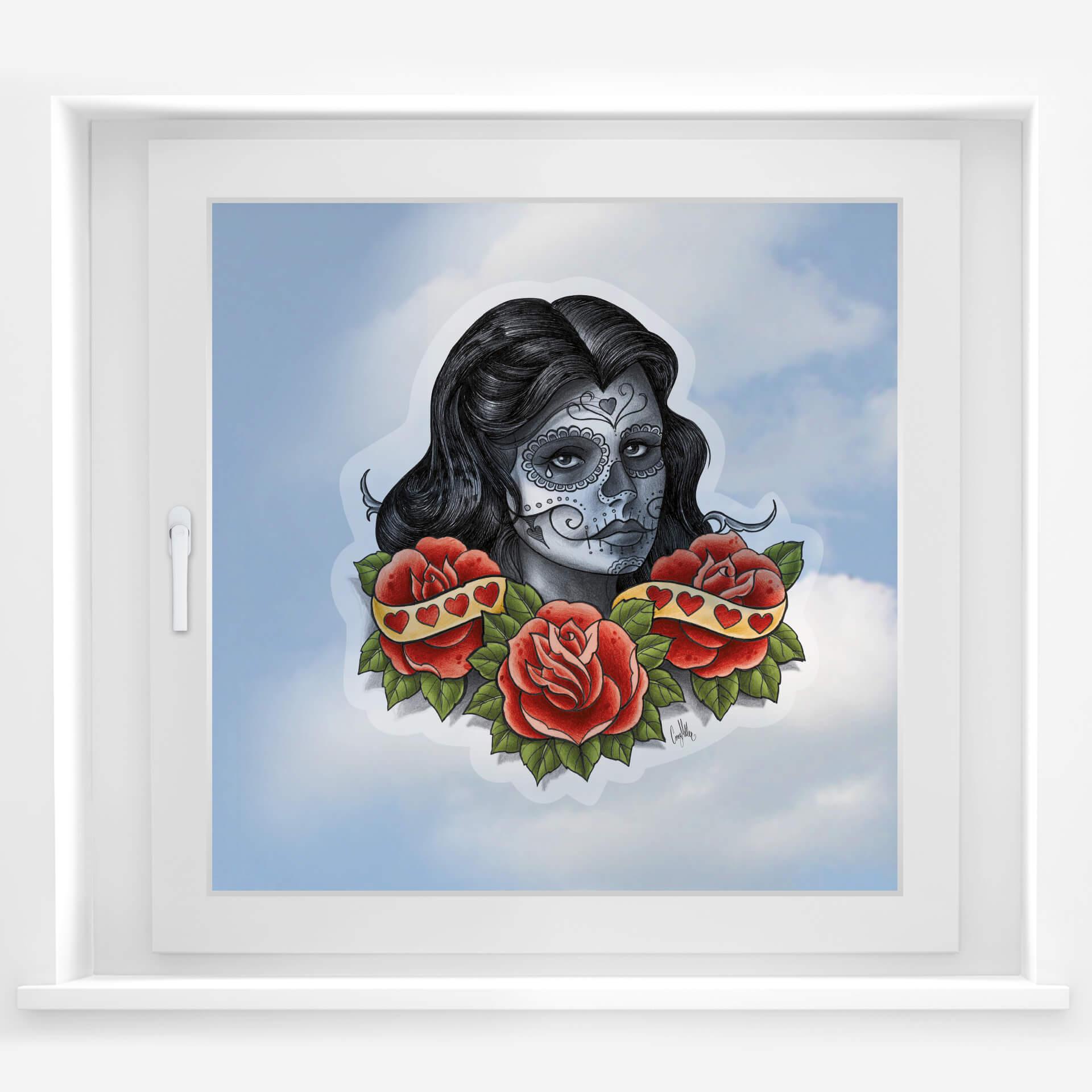 Imagen de ventana LA Ink mujer con calavera de azúcar