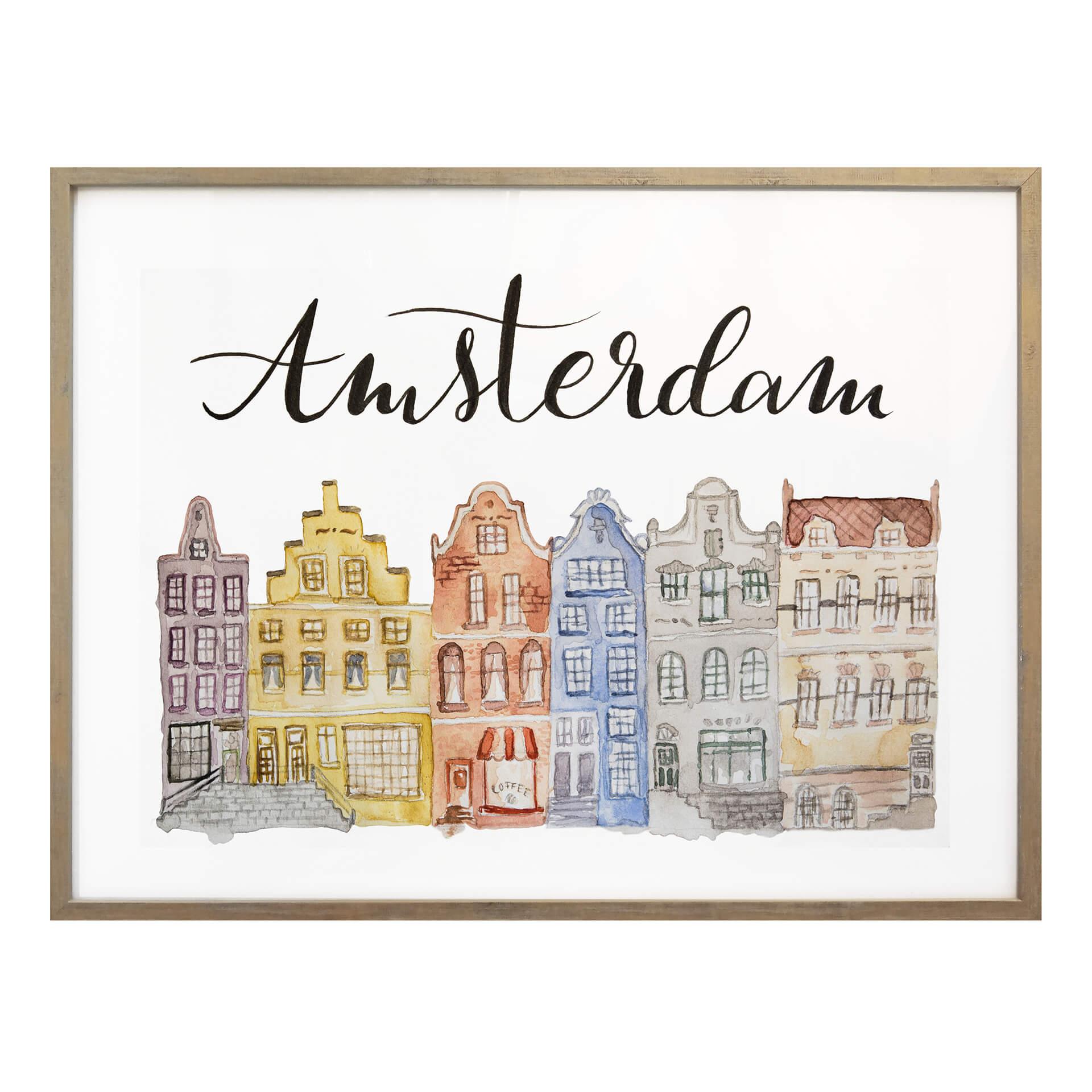 Póster Skyline of Amsterdam - Acuarela