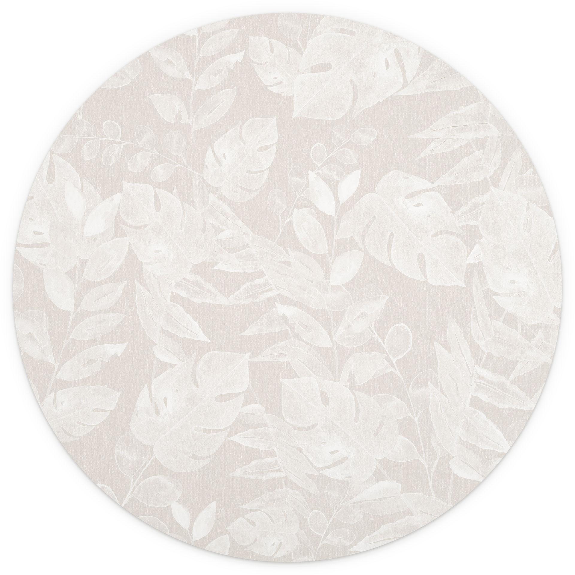 Tropical Leaves Beige - Bloemdecor - Rond - Zelfklevend/niet-geweven