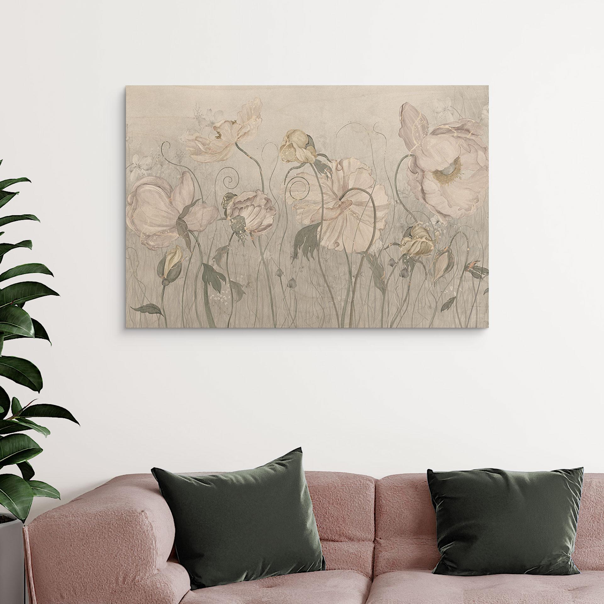 Holzbild Blumen im Vintage Stil in Grau - Ms Tiff