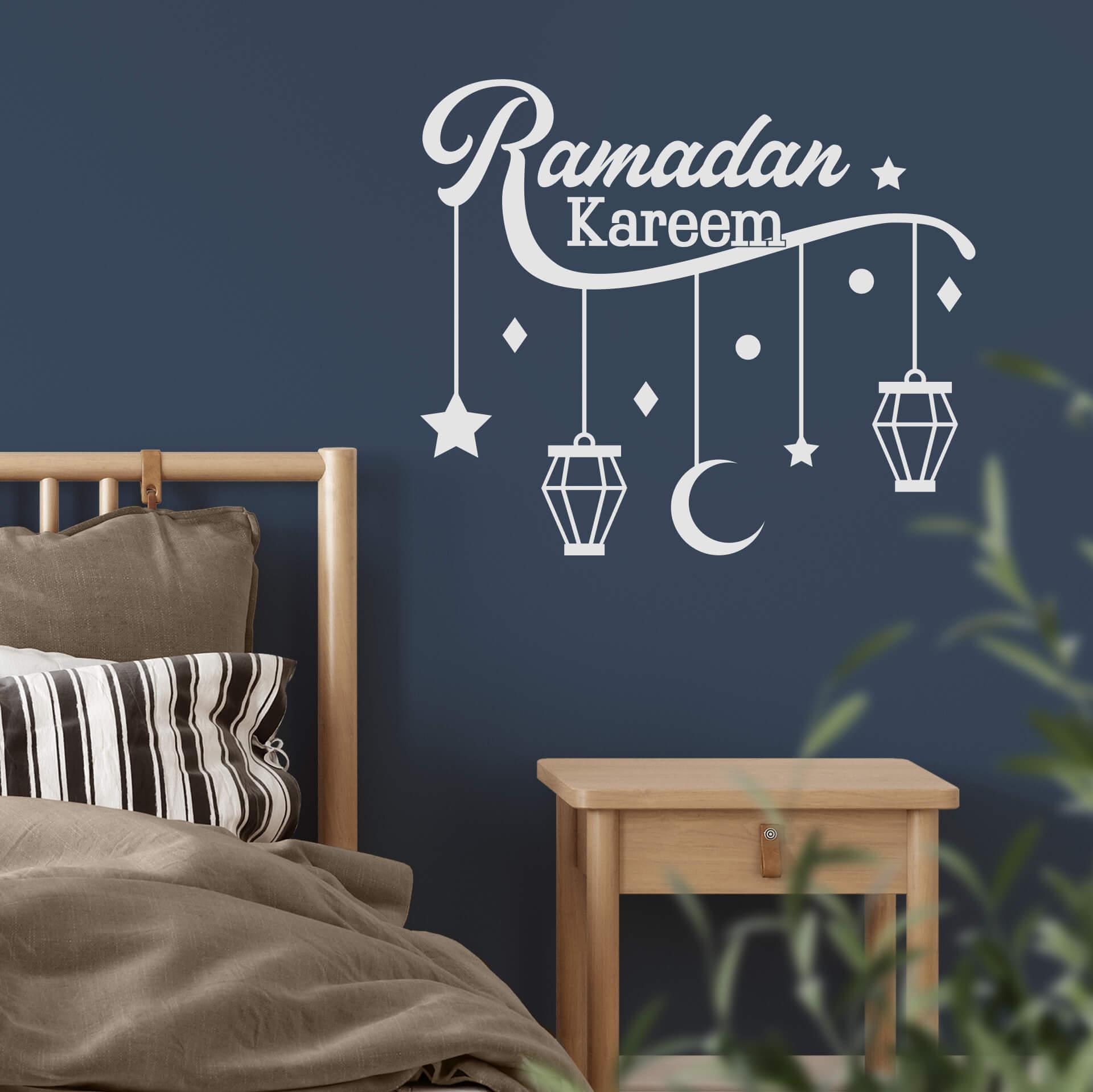 Wandtattoo Ramadan Kareem Mond Sterne Laternen