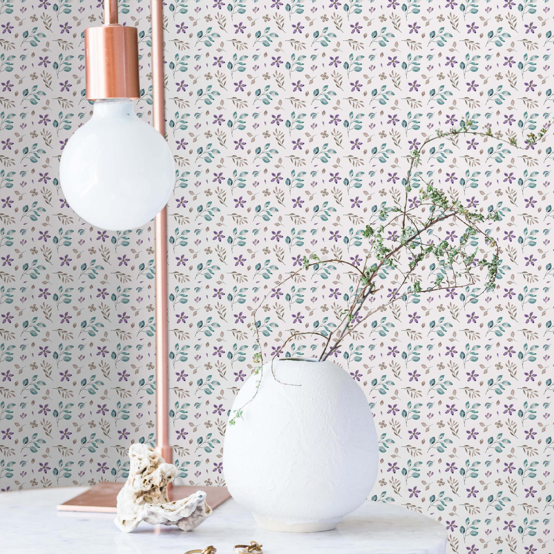Patroonbehang – Aquarel Bloemen 01 – paars
